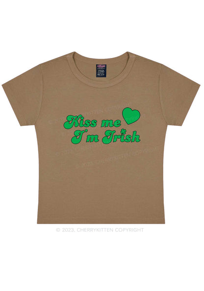 Kiss Me I'm Irish St Patricks Y2K Baby Tee Cherrykitten
