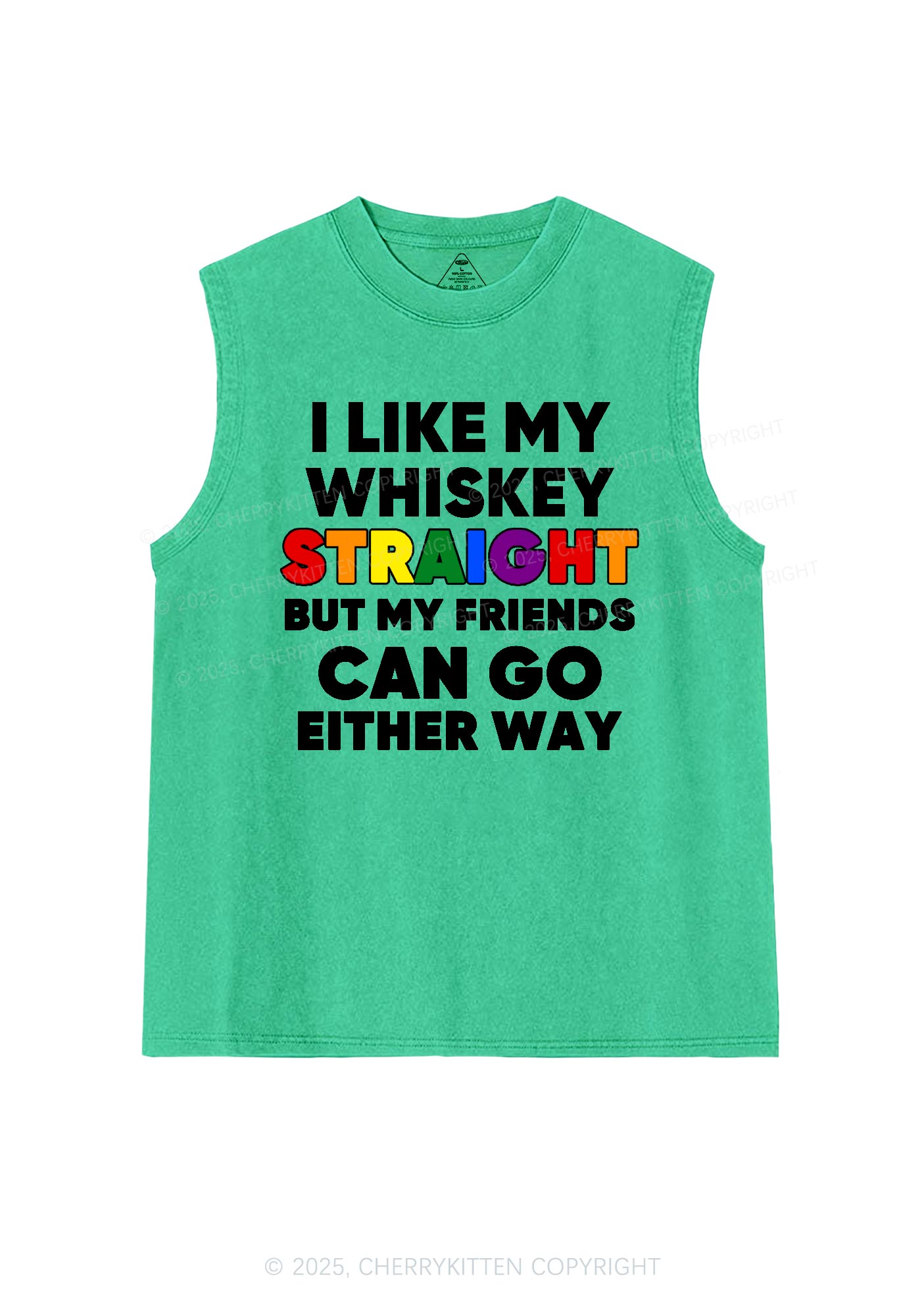 I Like Straight Pride Y2K Washed Muscle Tank Cherrykitten