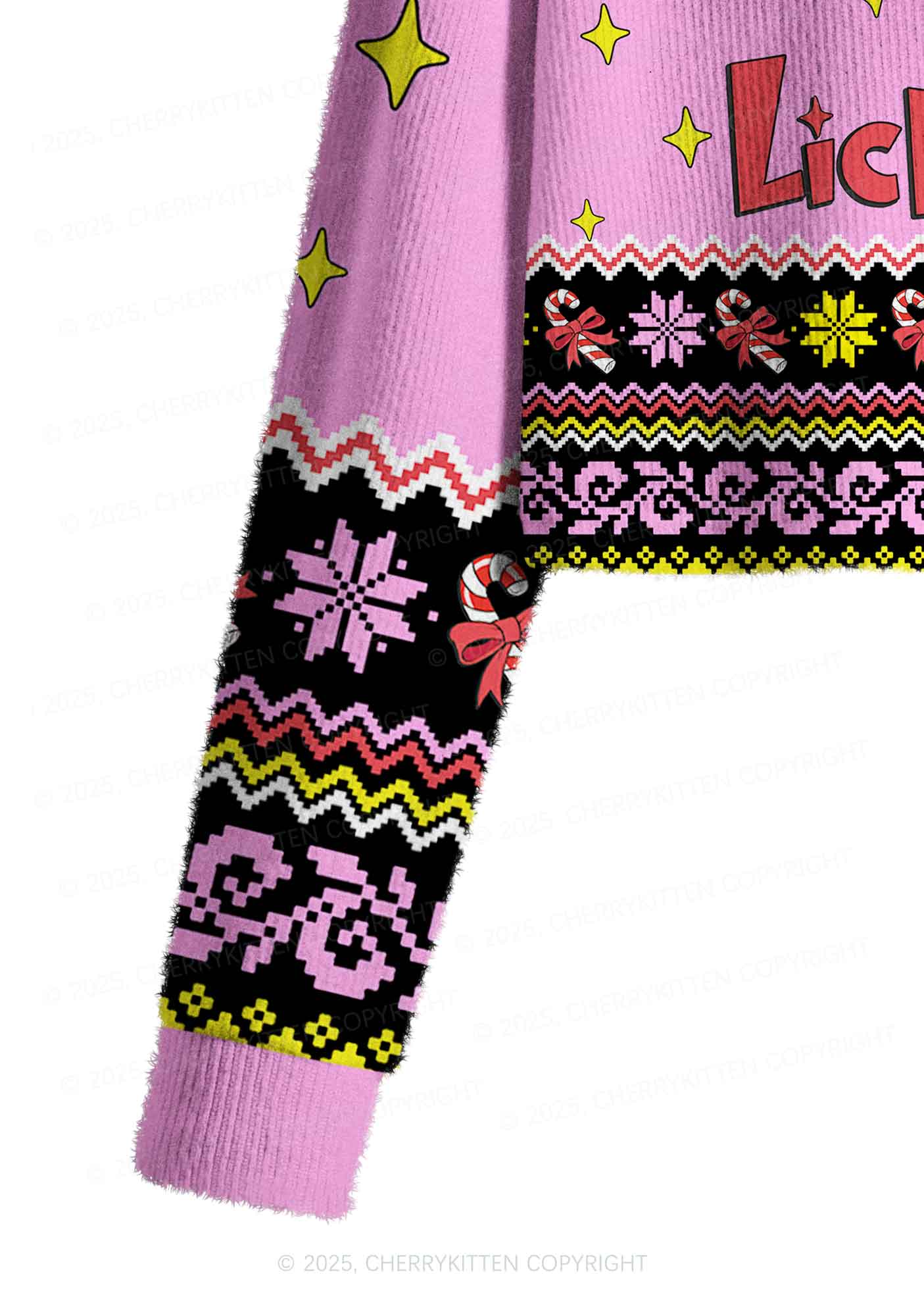 Lick Itself Y2K Christmas Crop Knit Sweatshirt Cherrykitten