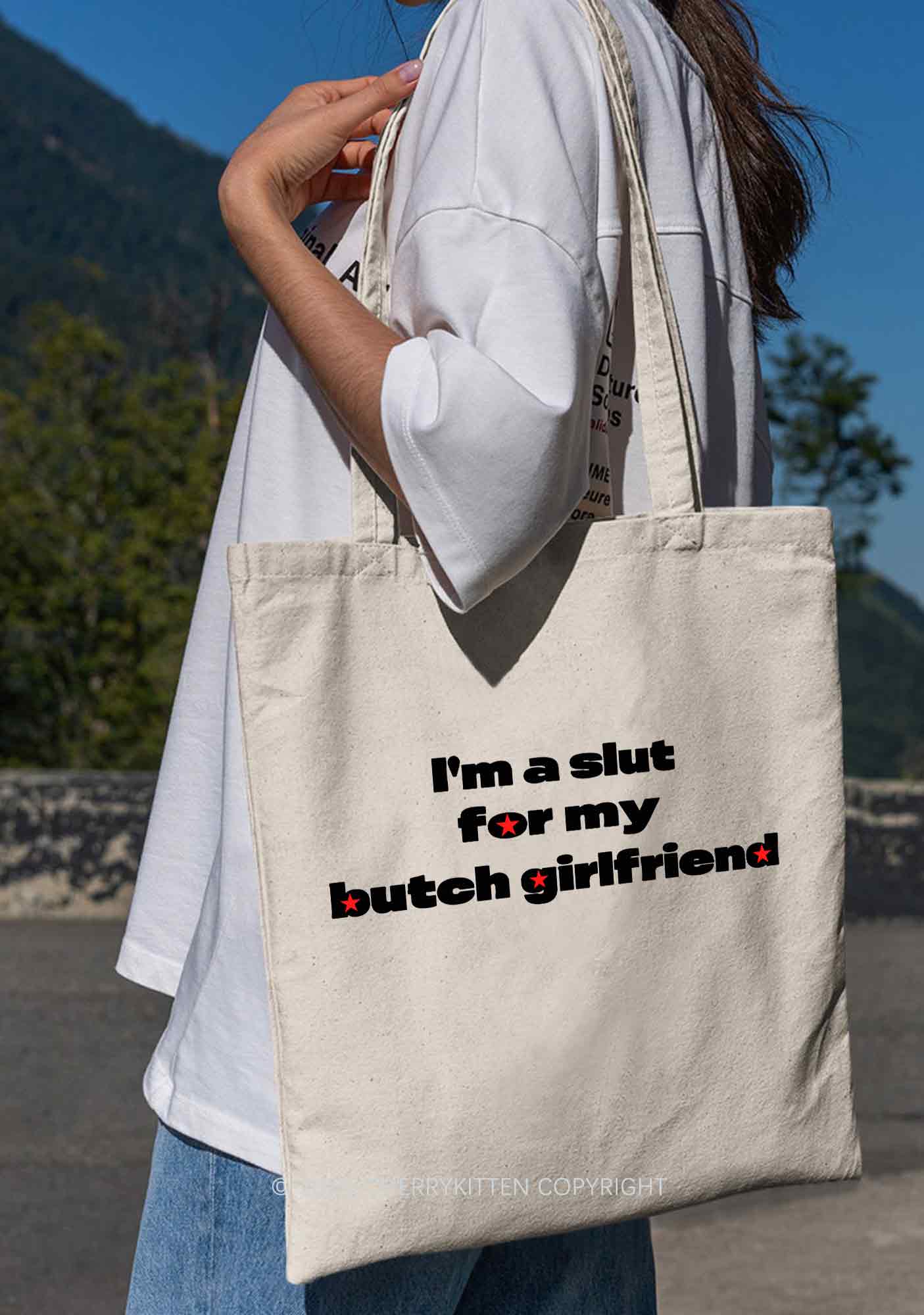 Slxt For Butch Girlfriend Pride Y2K Canvas Tote Bag Cherrykitten