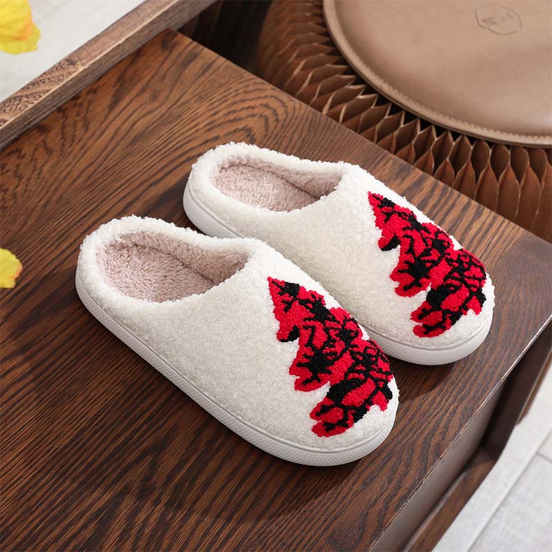 Christmas Y2K White Plush Slippers