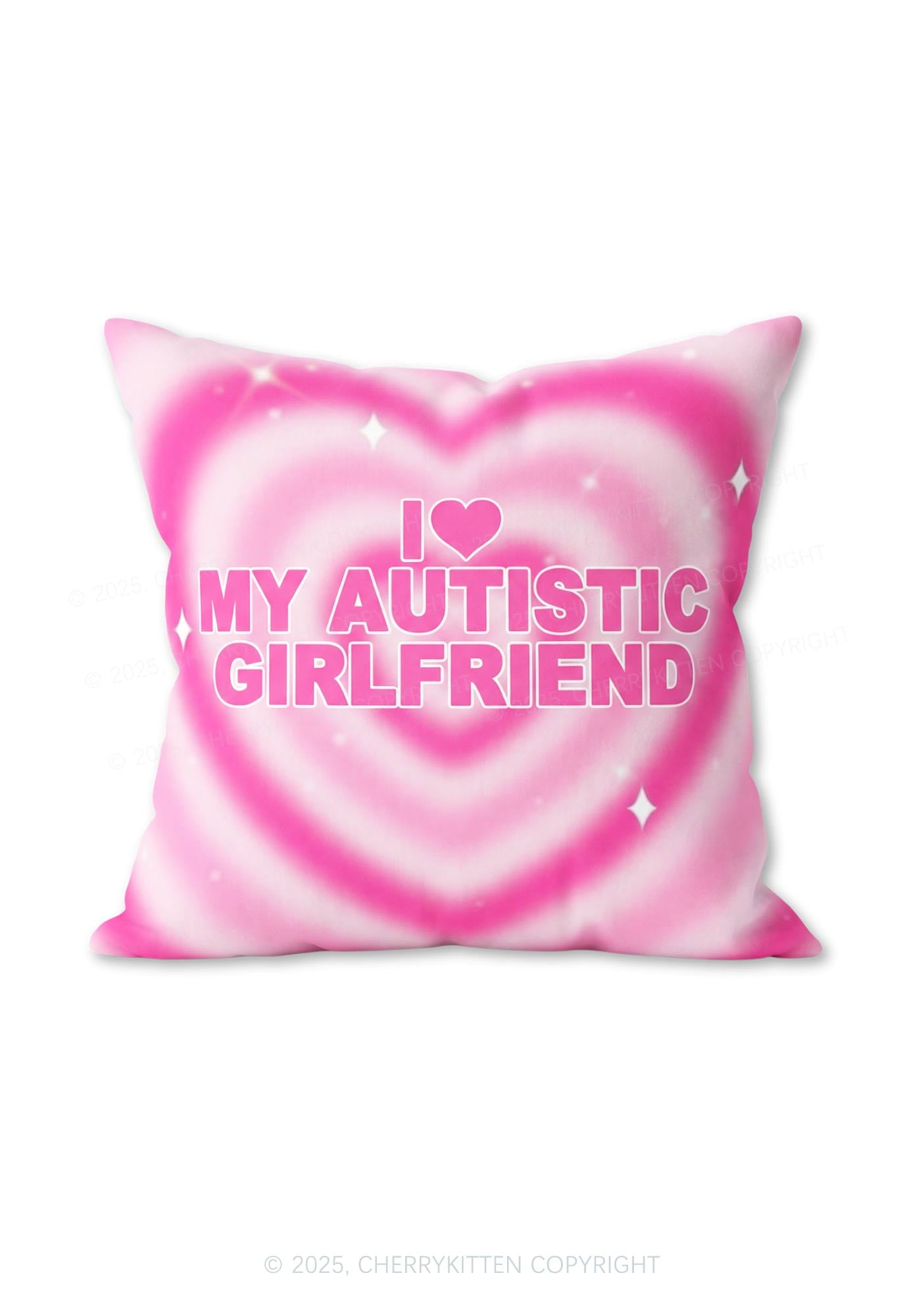 I Love My Autistic GF Valentine's Day Y2K Ugly Pillow Cherrykitten