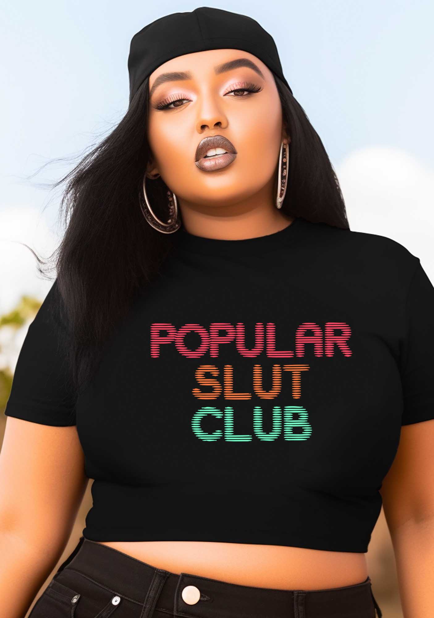 Curvy Popular Slxt Club Baby Tee