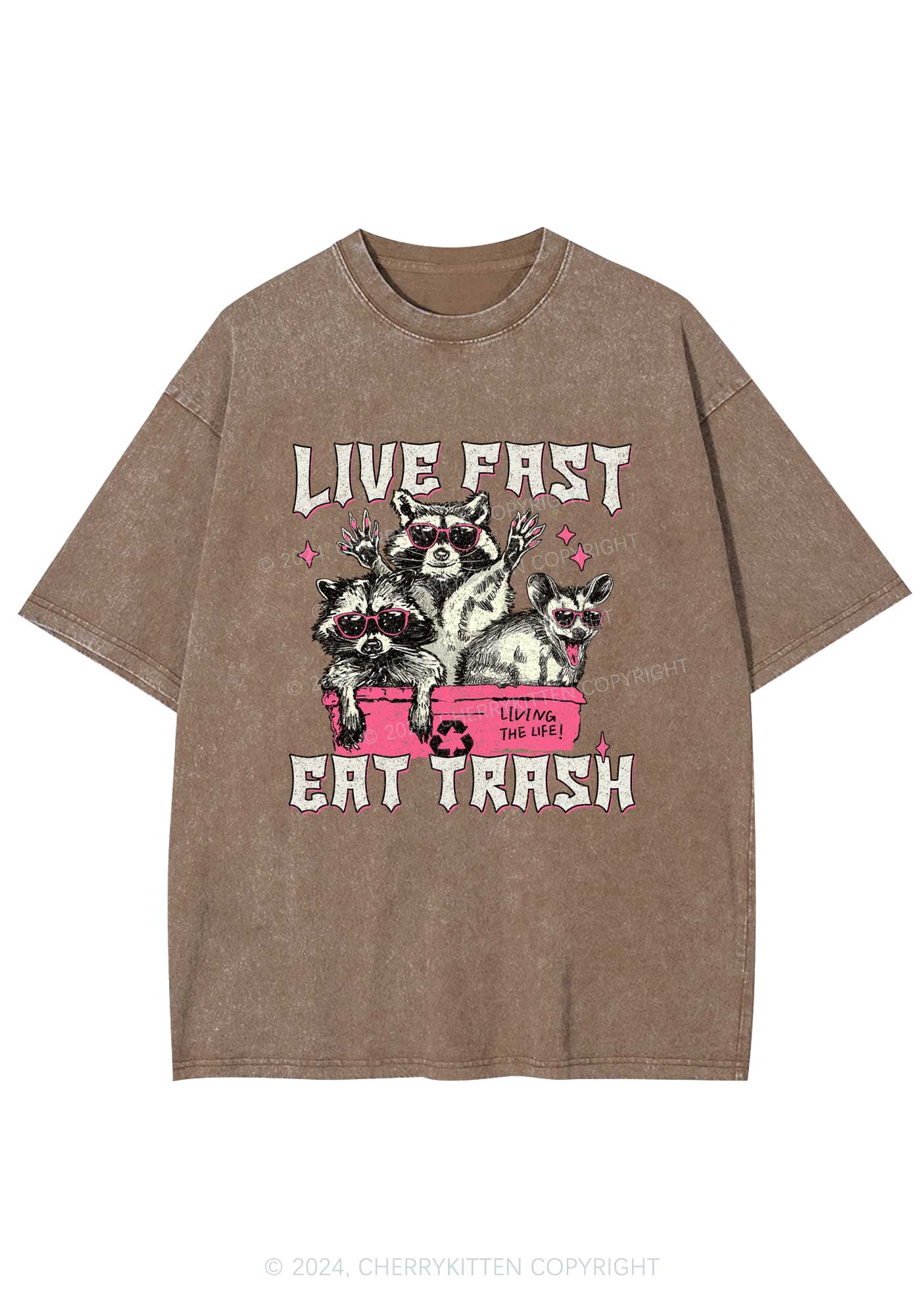 Live Fast Eat Trash Y2K Washed Tee Cherrykitten
