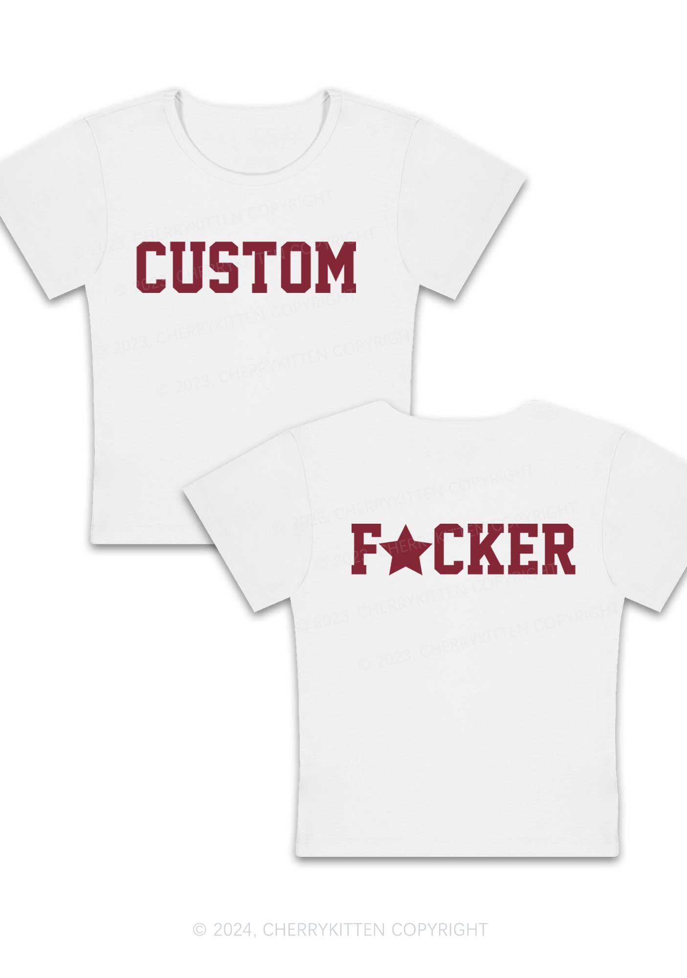 Custom fxcker Two Sides Y2K Baby Tee Cherrykitten