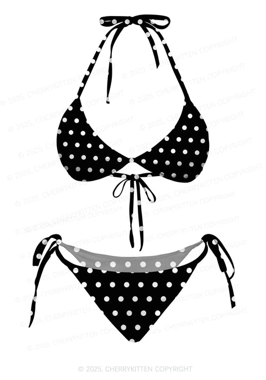 Dotty Black Y2K Print Bikini Set Cherrykitten