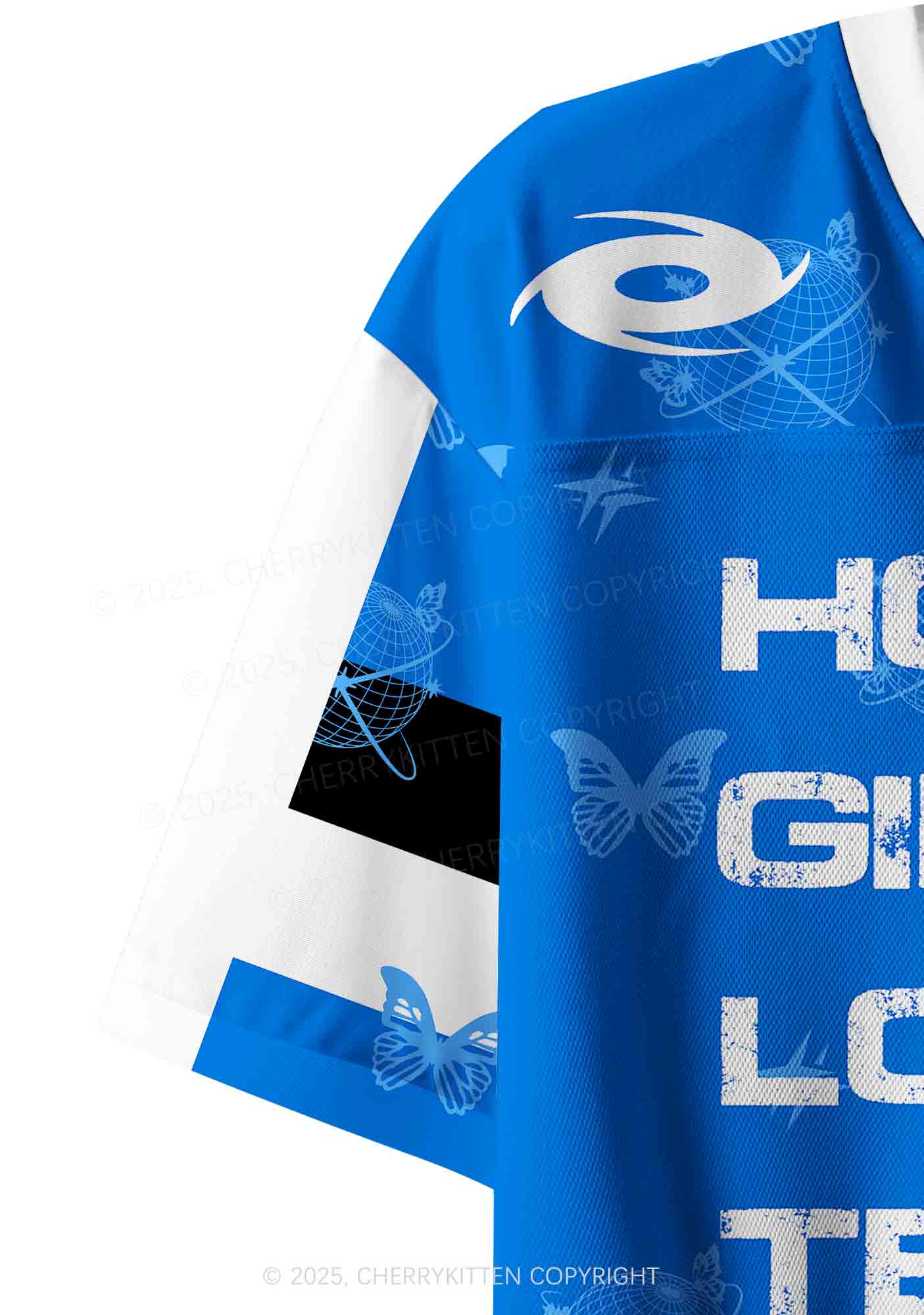 Custom Blue Techno Girls Y2K Crop Sport Jersey Shirts Cherrykitten