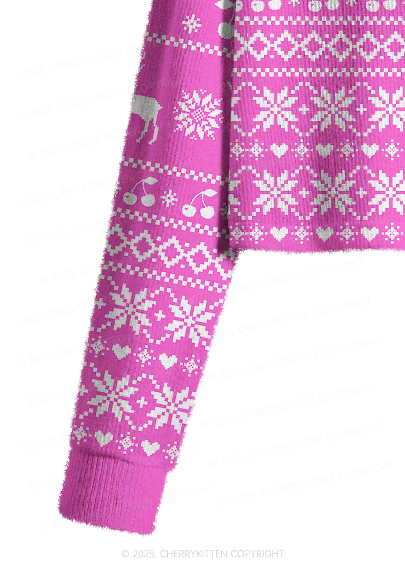 Yes Daddy Y2K Christmas Crop Knit Sweatshirt Cherrykitten