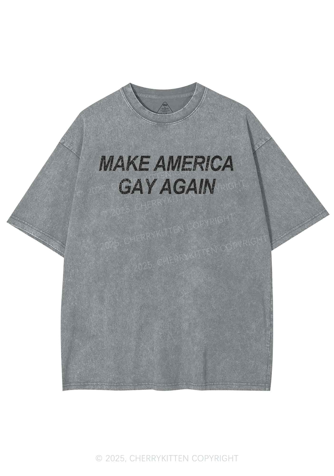 Make America Gay Again Pride Y2K Shirts Washed Tee Cherrykitten
