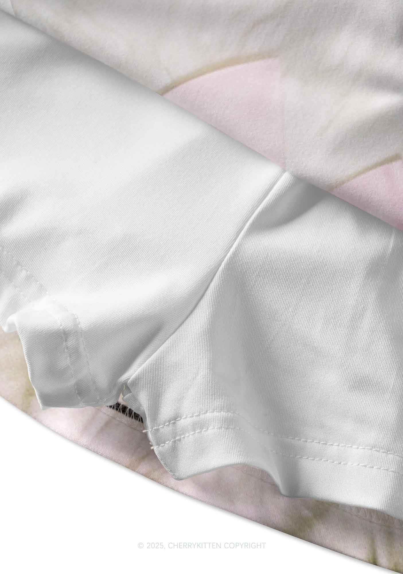 Pink Bow Cat Y2K Print Mini Skirt Cherrykitten