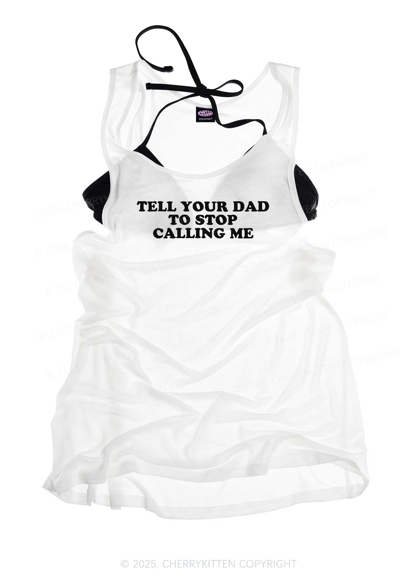 Dad Stop Calling Me Y2K Sheer Boyfriend Tank Cherrykitten