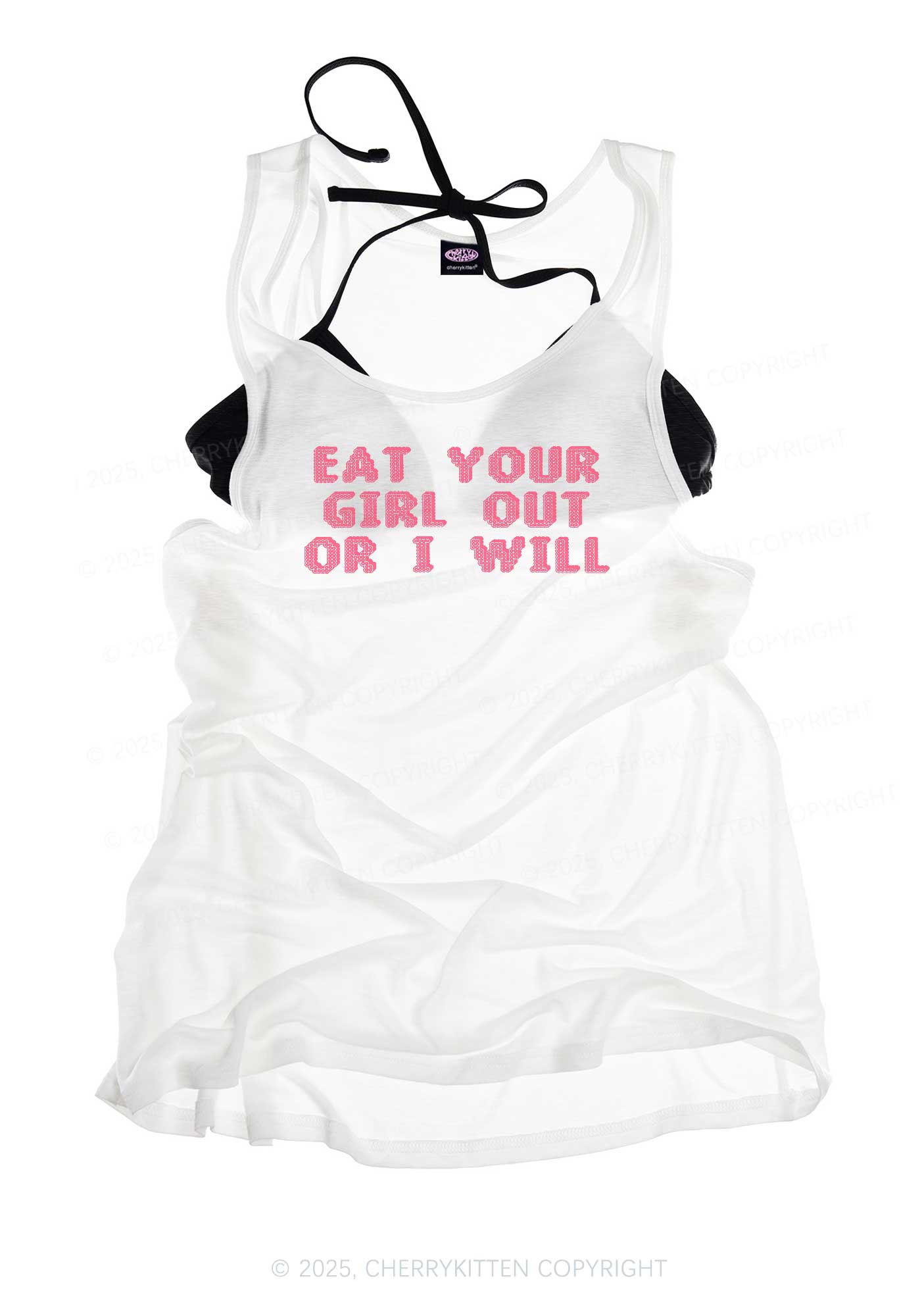 Eat Your Girl Out Pride Y2K Sheer Boyfriend Tank Cherrykitten
