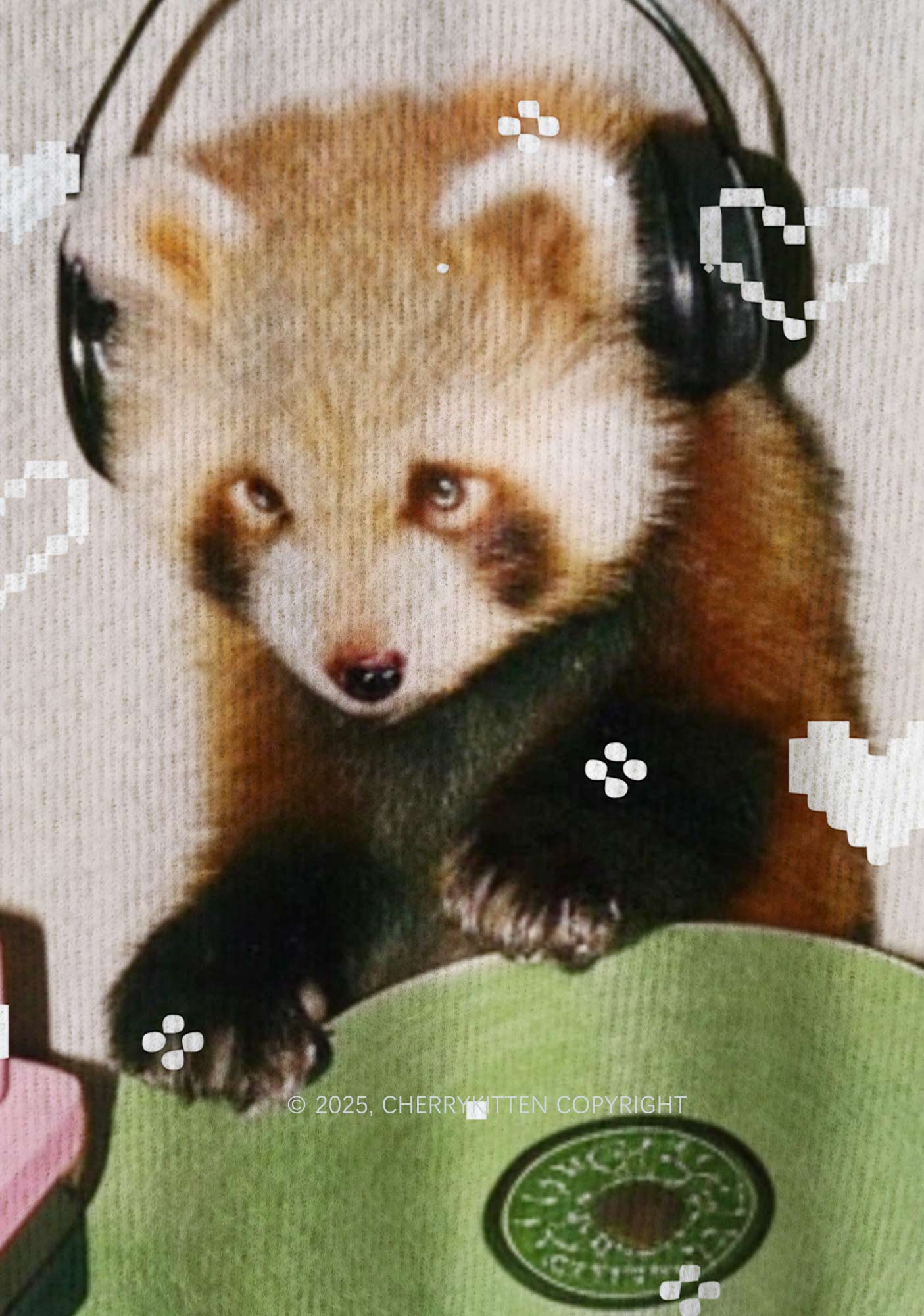 Red Panda DJ Y2K Christmas Knit Sweatshirt Cherrykitten