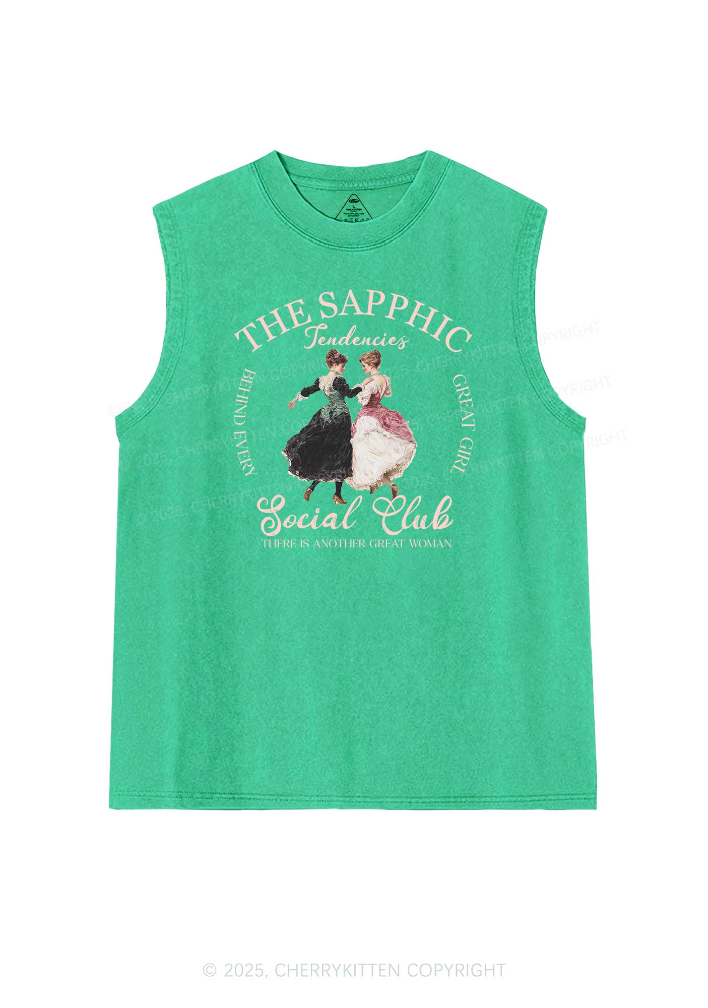 The Sapphic Pride Y2K Washed Muscle Tank Cherrykitten