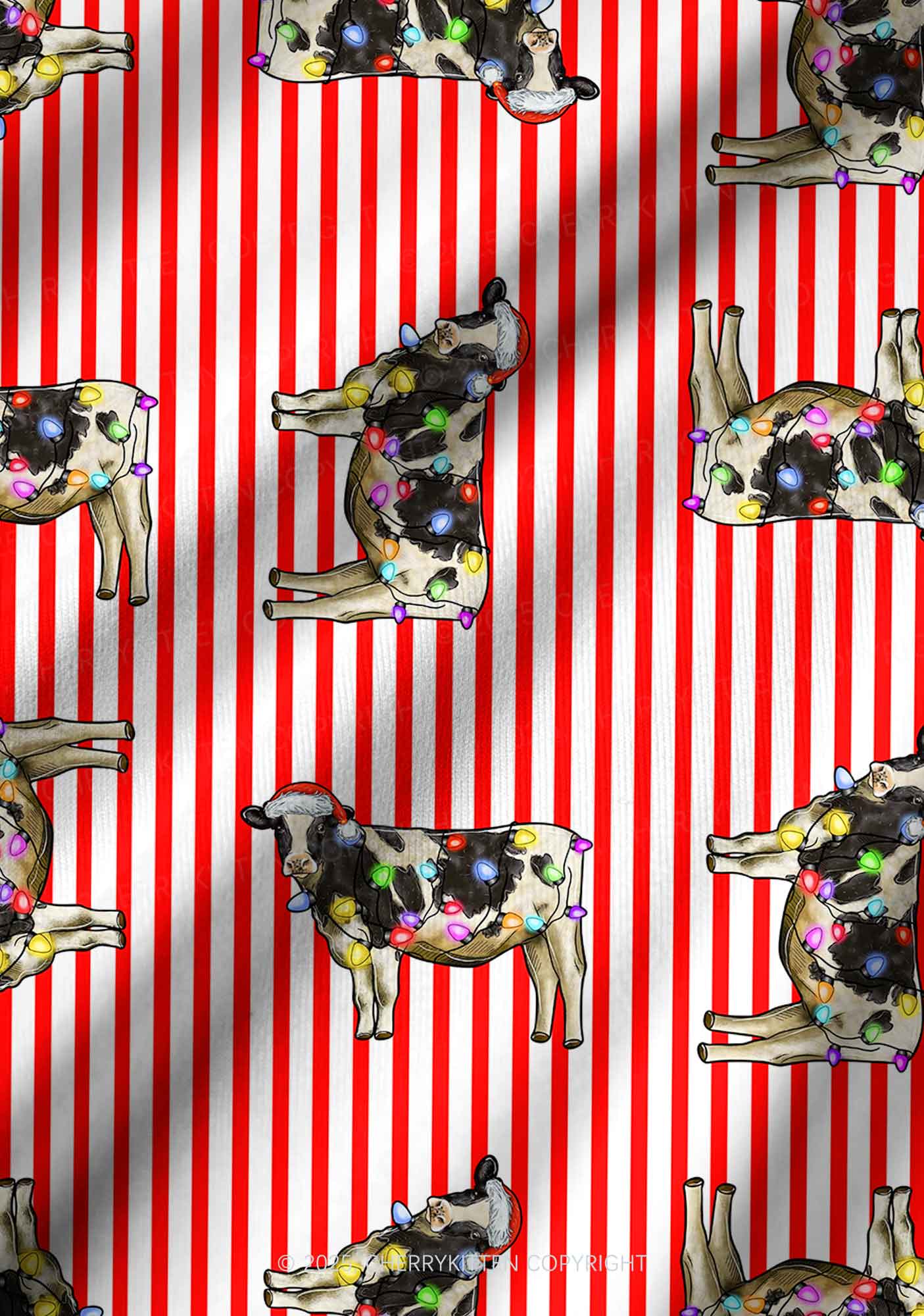 Christmas Cow Y2K Print Long Sleeve Pajama Set Cherrykitten