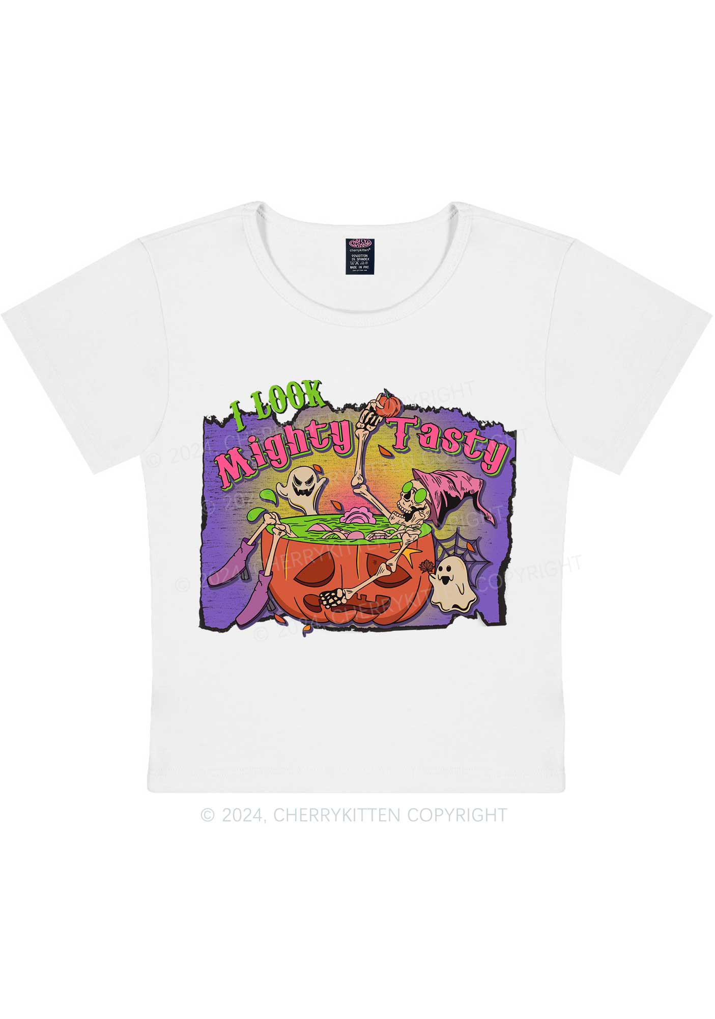 Mighty Tasty Halloween Y2K Baby Tee Cherrykitten