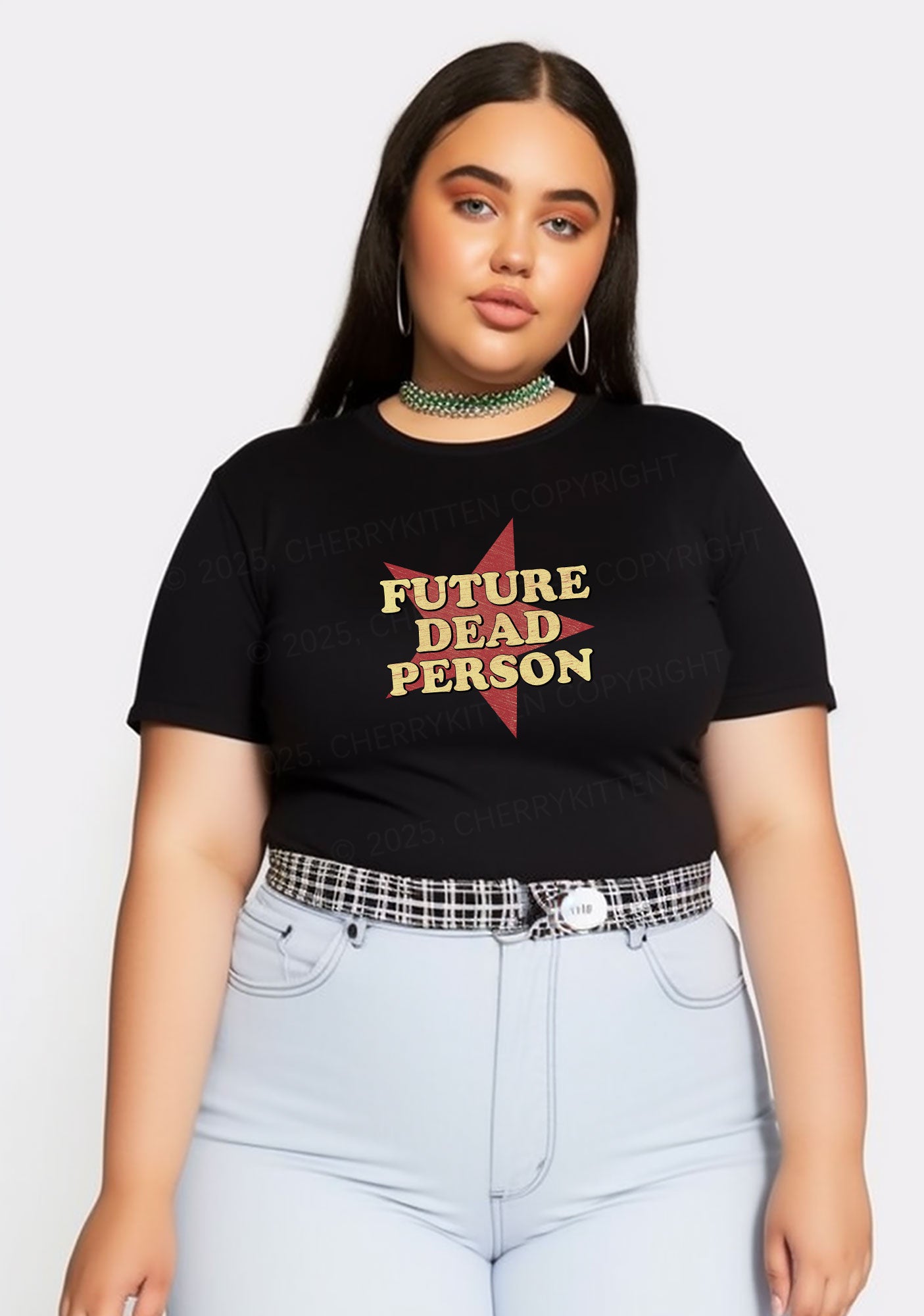 Curvy Dead Person Y2K Baby Tee Cherrykitten