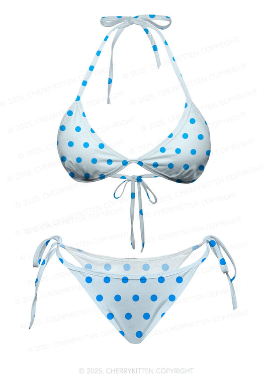 Blue Dots On Light Back Y2K Print Bikini Set Cherrykitten