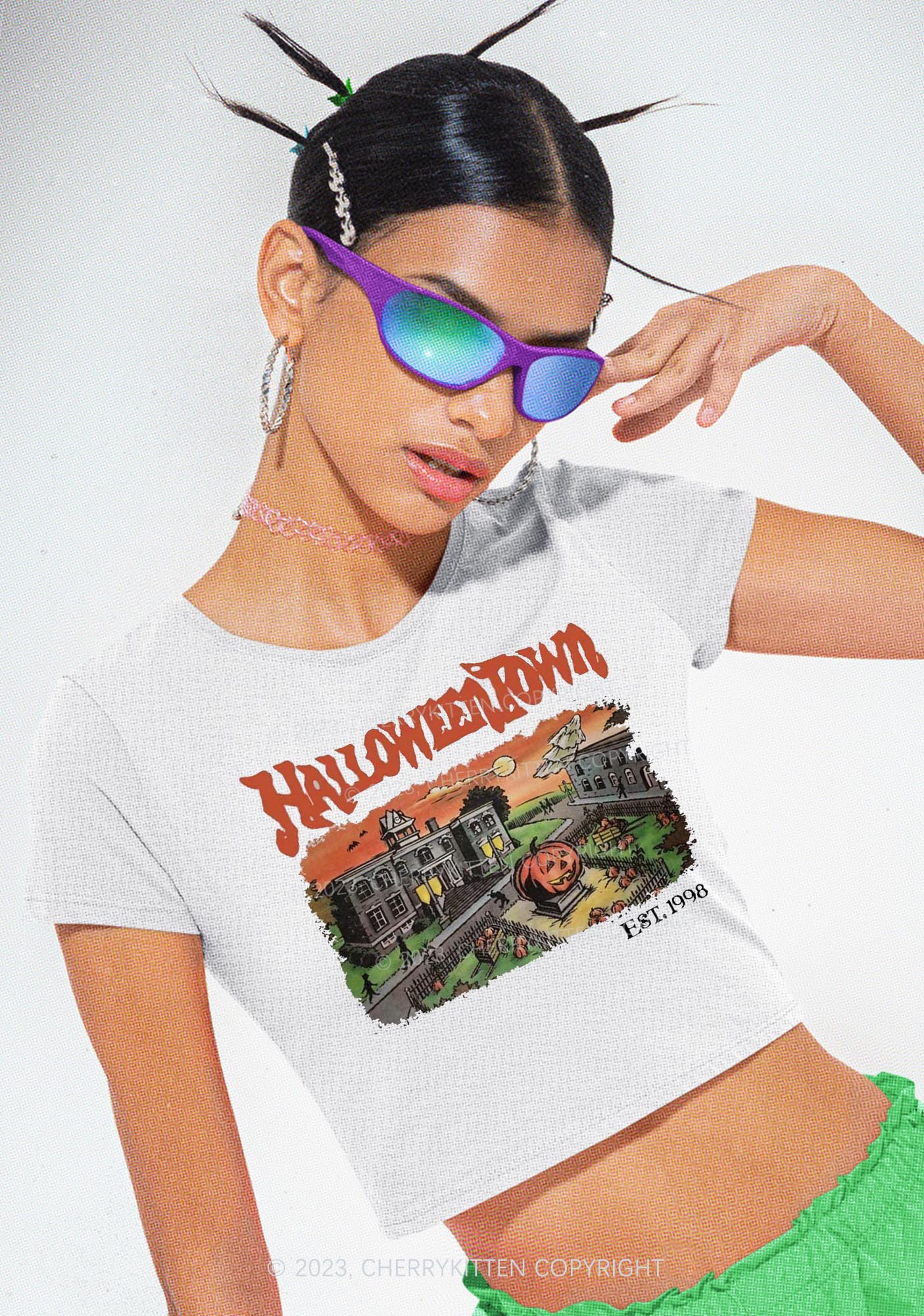 Halloween Town EST 1998 Halloween Baby Tee Cherrykitten