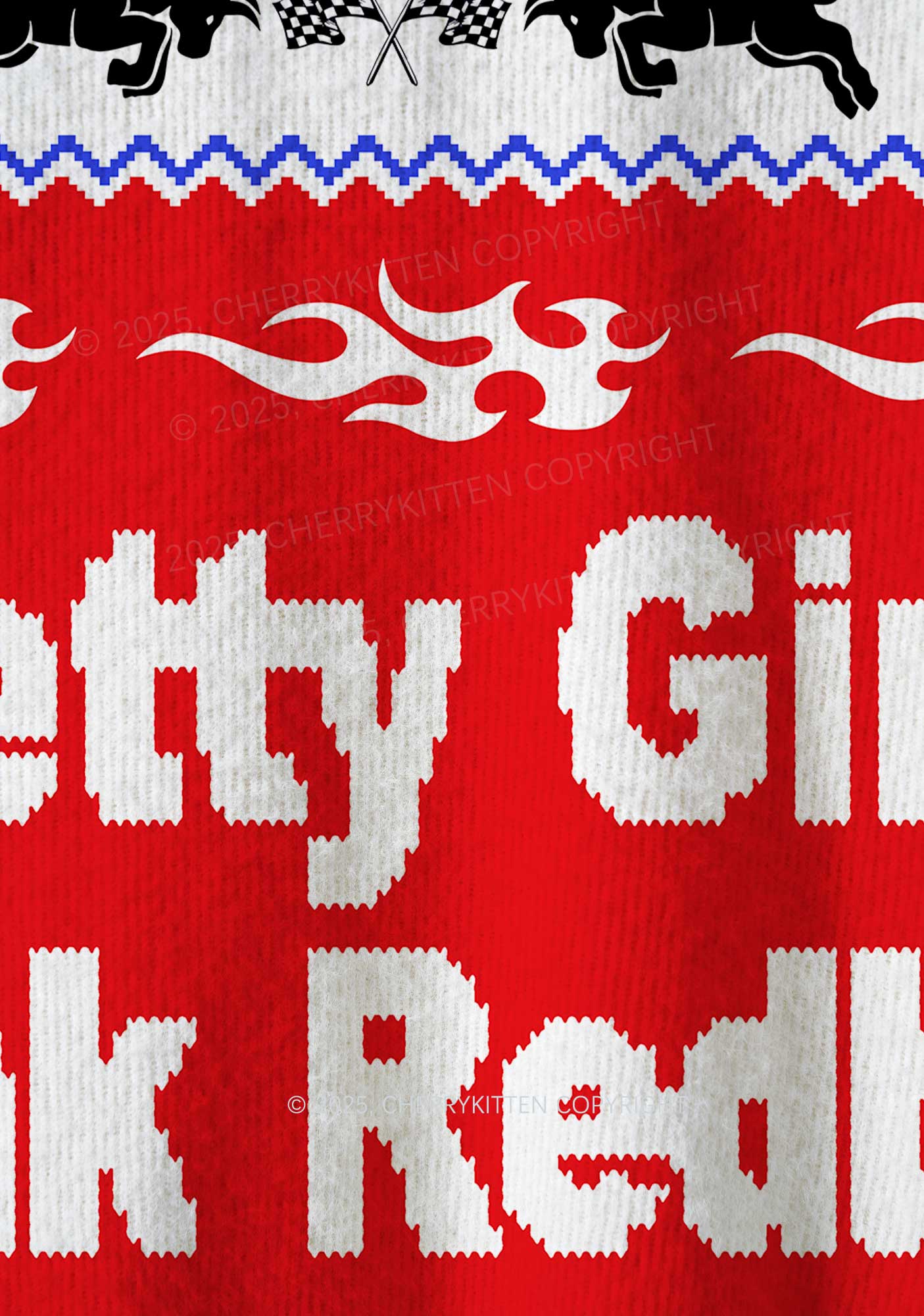 Pretty Girls Drink Redbull Y2K Christmas Knit Sweatshirt Cherrykitten
