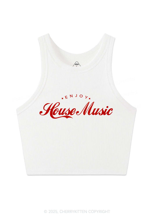 Enjoy House Music Y2K Crop Tank Top Cherrykitten