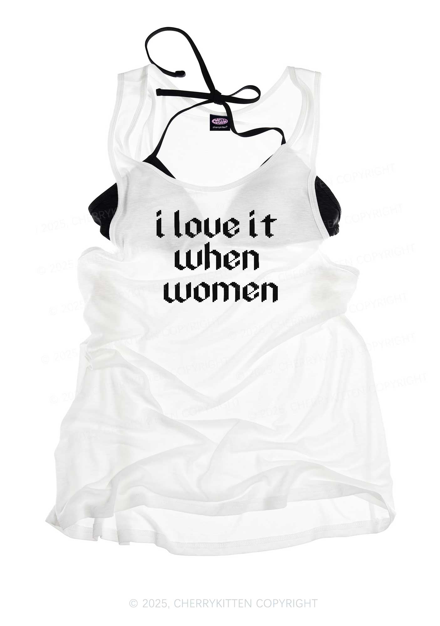 I Love It When Women Pride Y2K Sheer Boyfriend Tank Cherrykitten