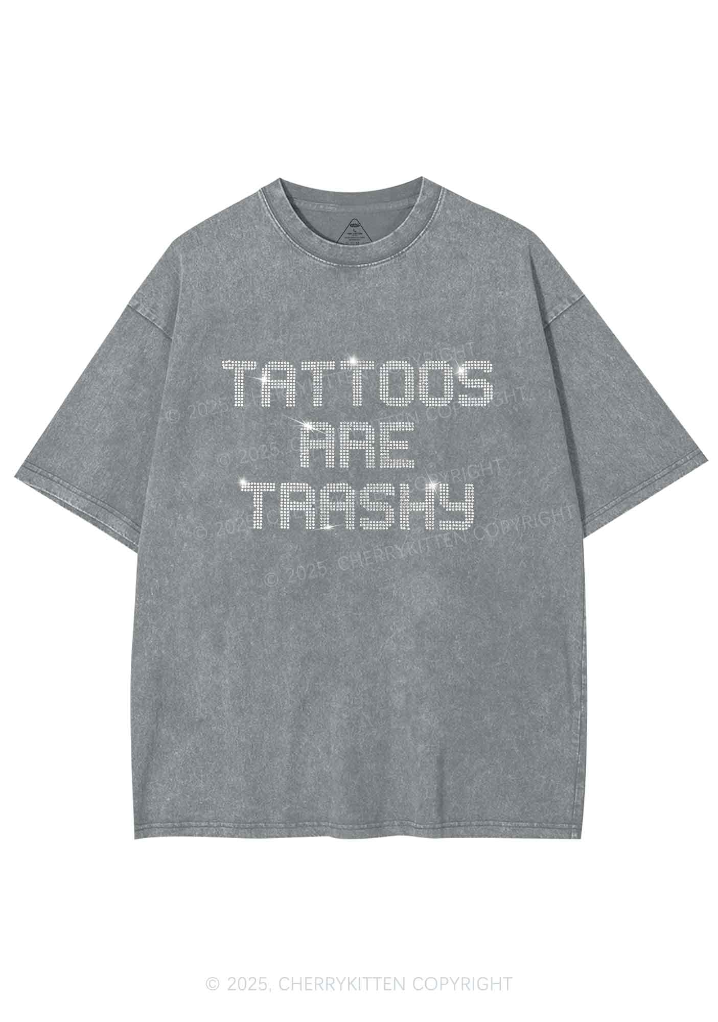 Rhinestone Tattoos Are Trashy Y2K Shirts Washed Tee Cherrykitten