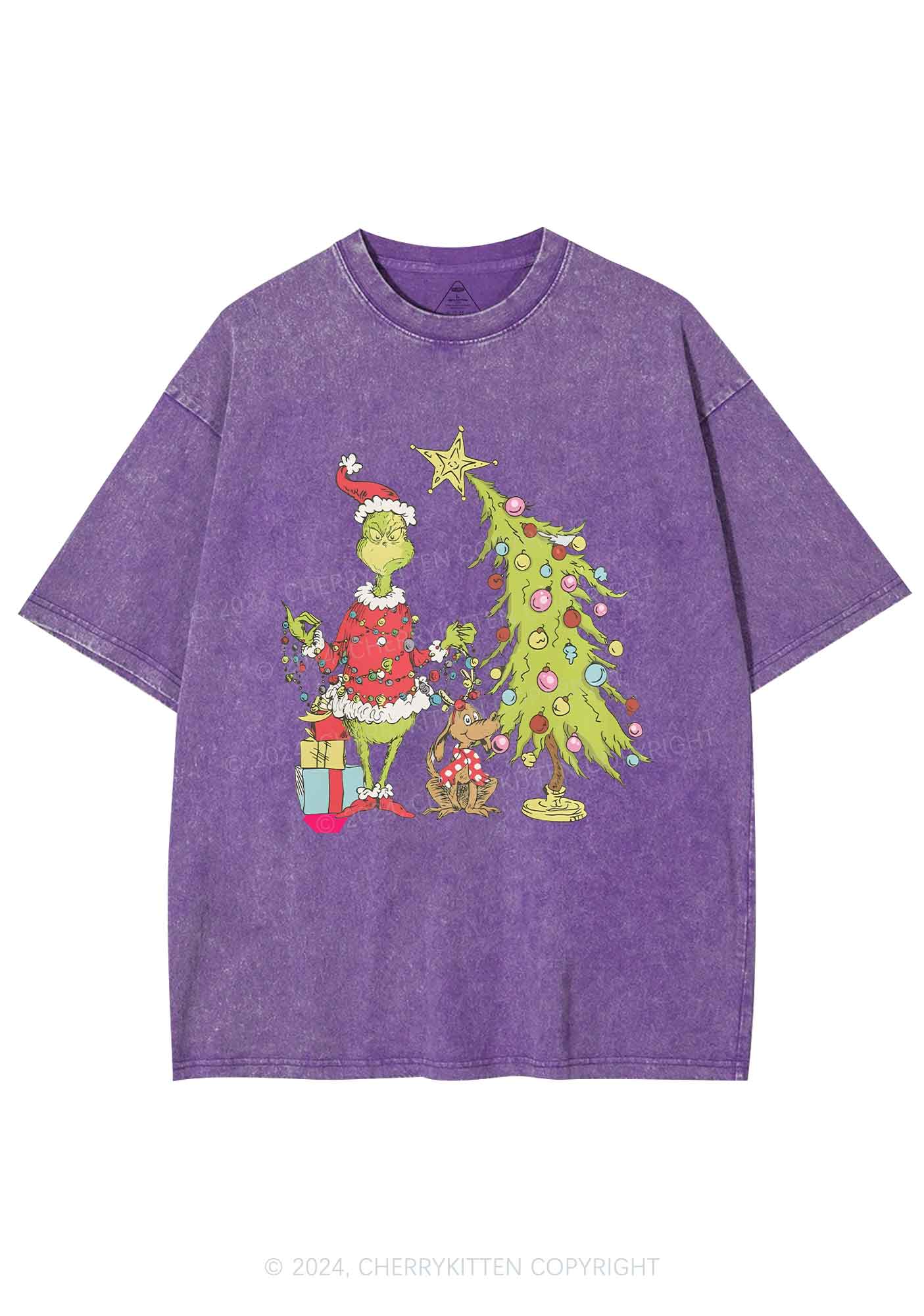 Christmas Tree Gift Y2K Washed Tee Cherrykitten