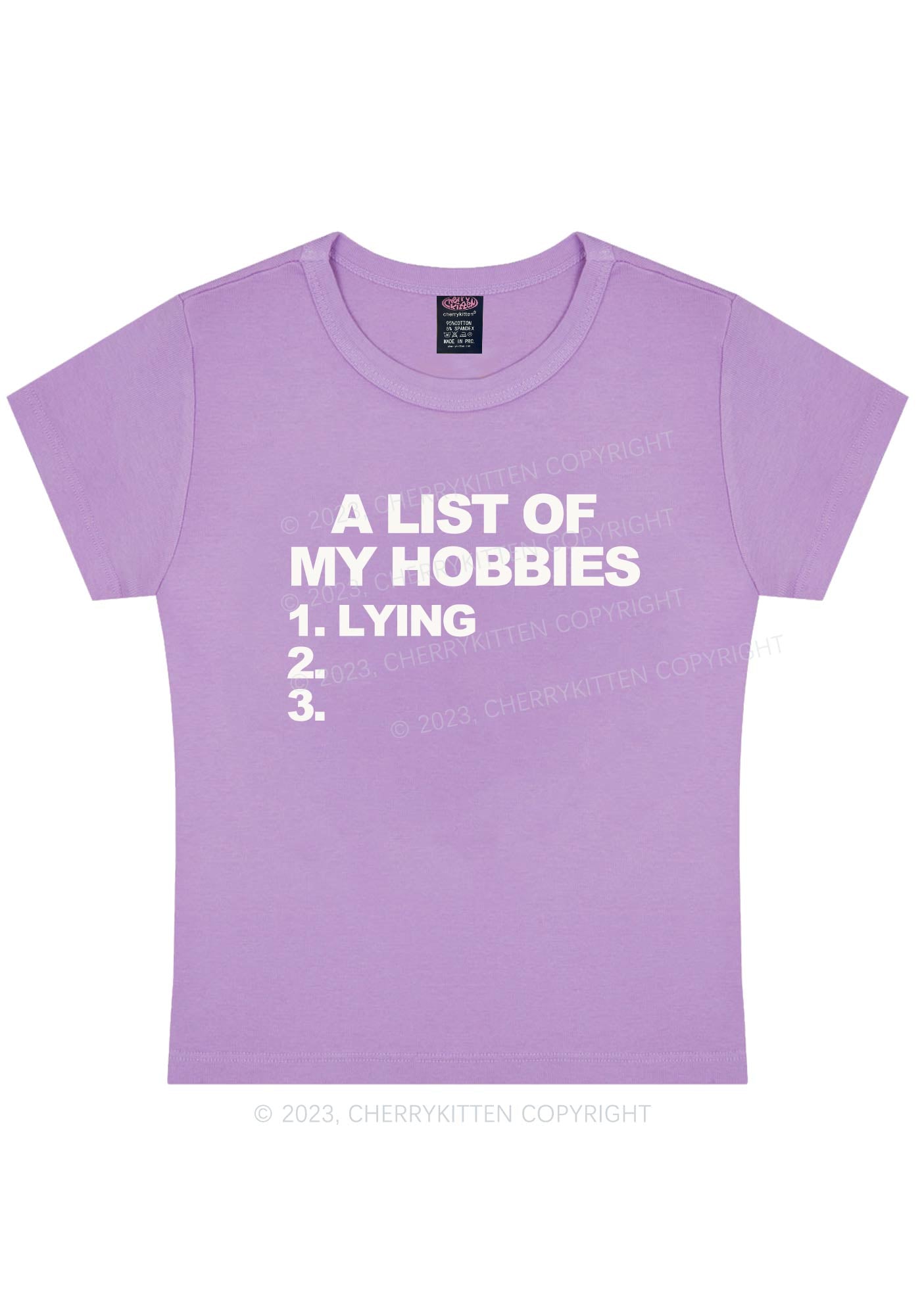 A List Of My Hobbies Lying Y2K Baby Tee Cherrykitten