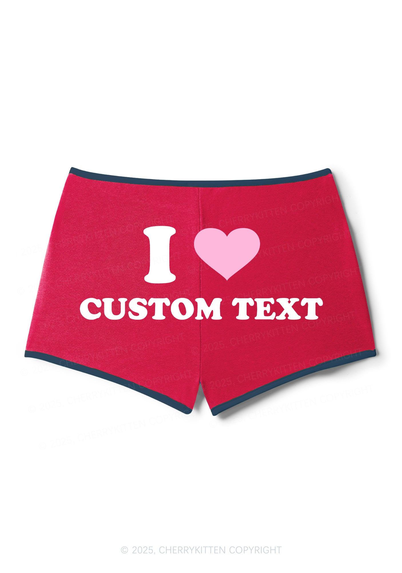 I Love Custom Personalized Y2K Contrast Mini Shorts Cherrykitten