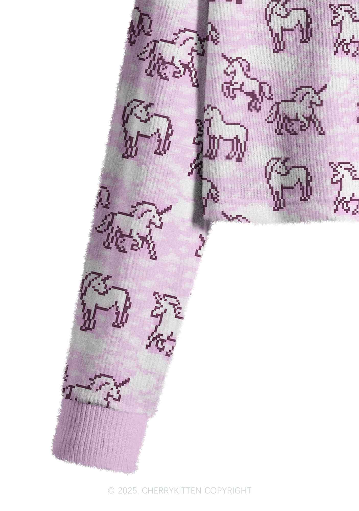 Cxxt Horse Y2K Christmas Crop Knit Sweatshirt Cherrykitten