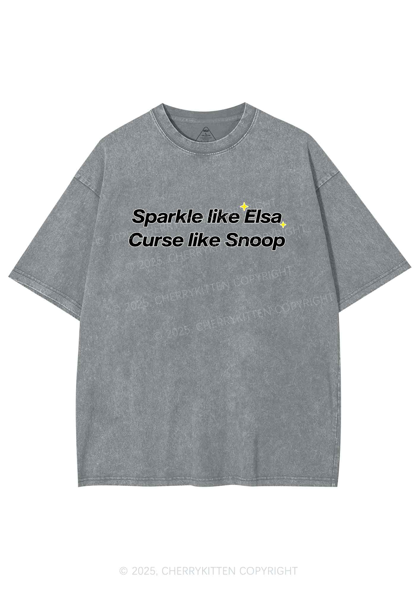 Sparkle Like Princess Y2K Shirts Washed Tee Cherrykitten