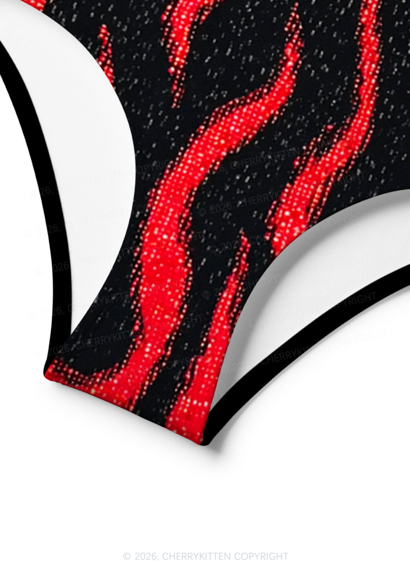 Red Flame Y2K Print Bikini Set Cherrykitten