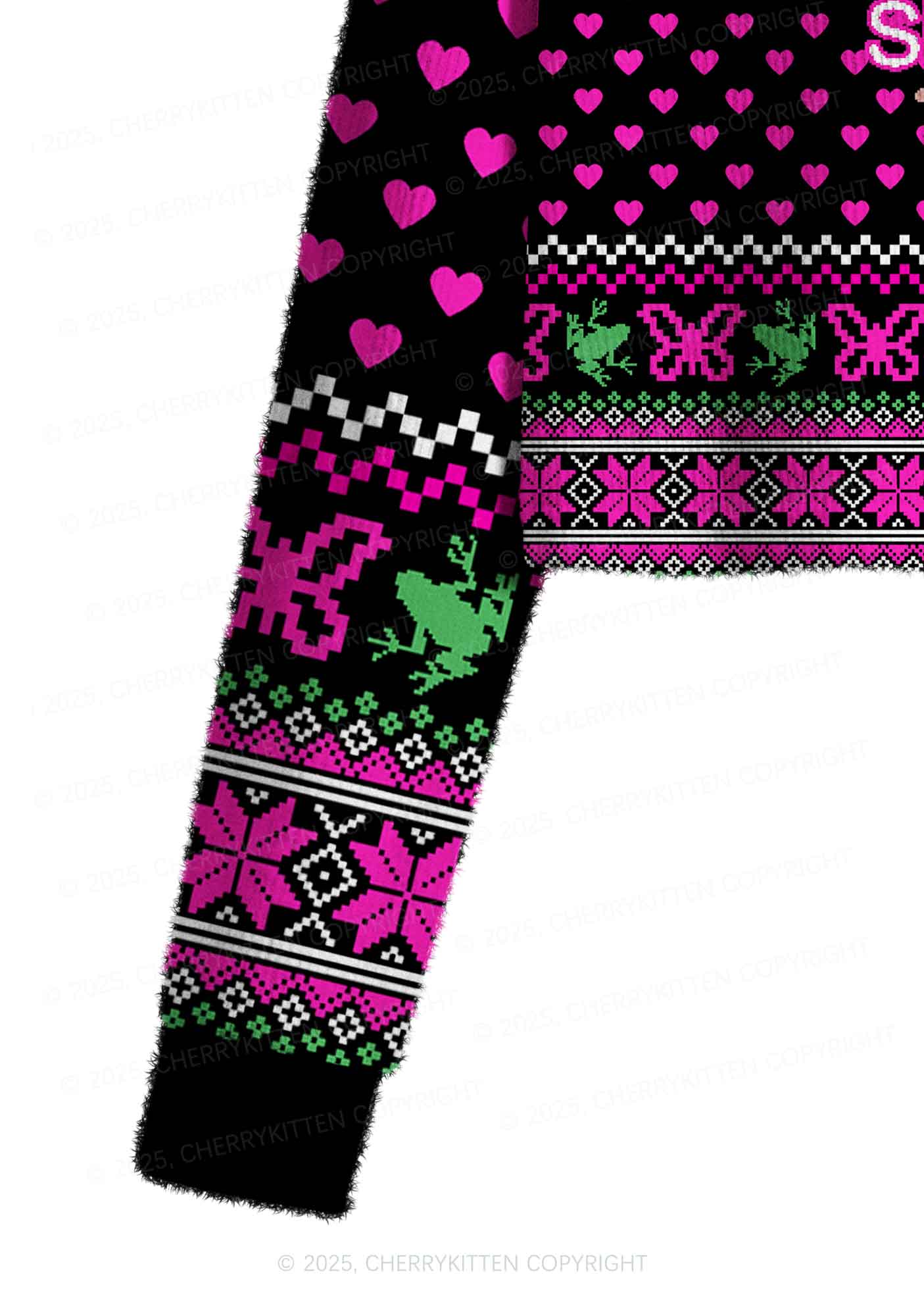 Fairy Frog Y2K Christmas Crop Knit Sweatshirt Cherrykitten