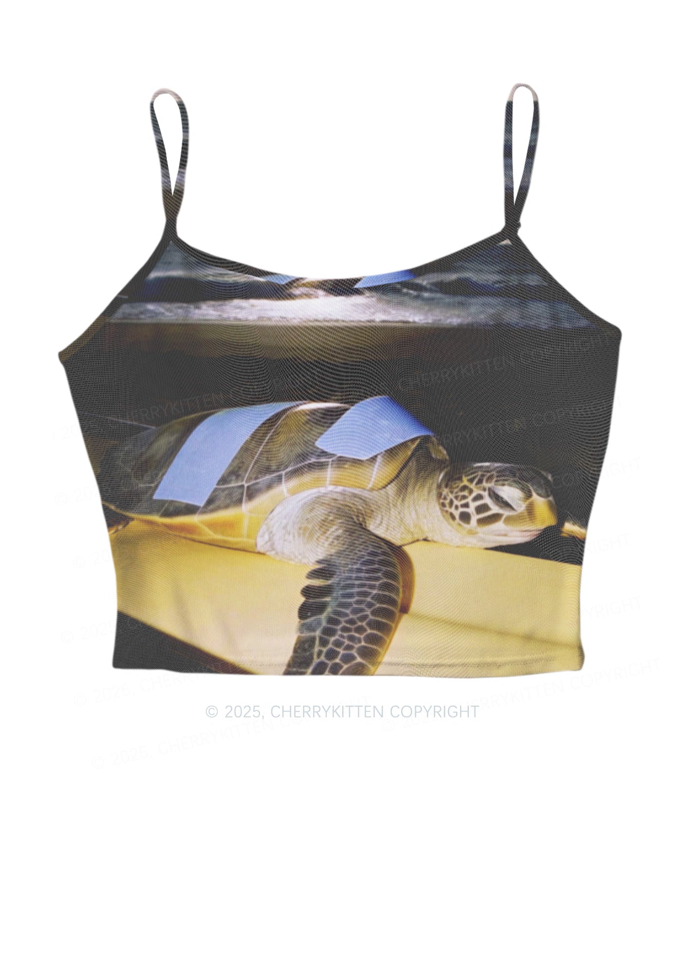 Turtle On Surfboard Y2K Mesh Cami Tank Cherrykitten