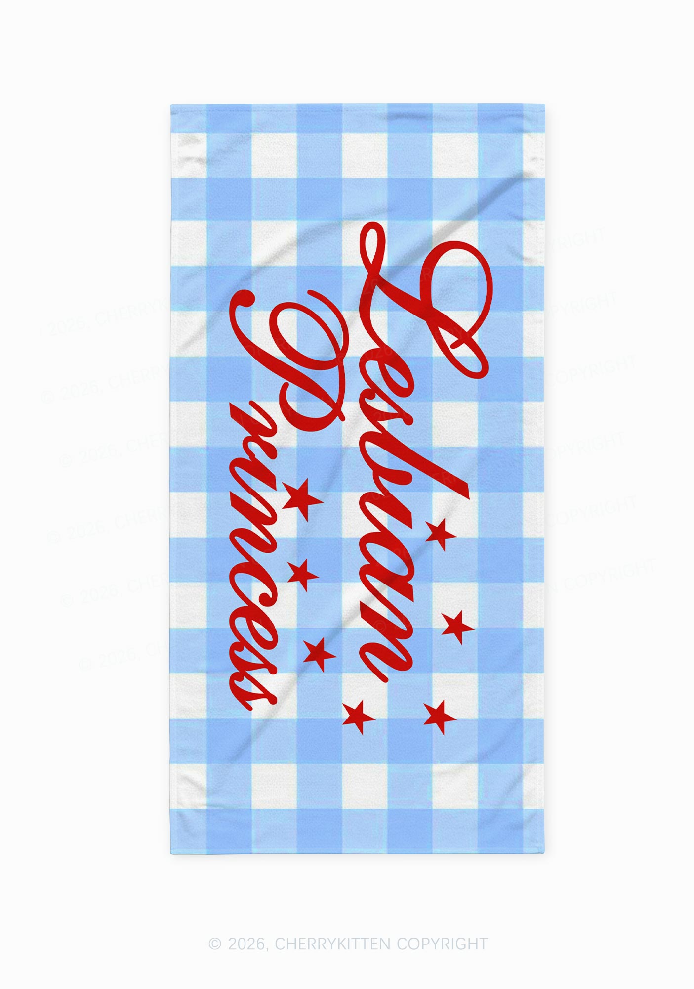 Lesbian Princess Blue Plaid Pride Y2K Beach Towel Cherrykitten