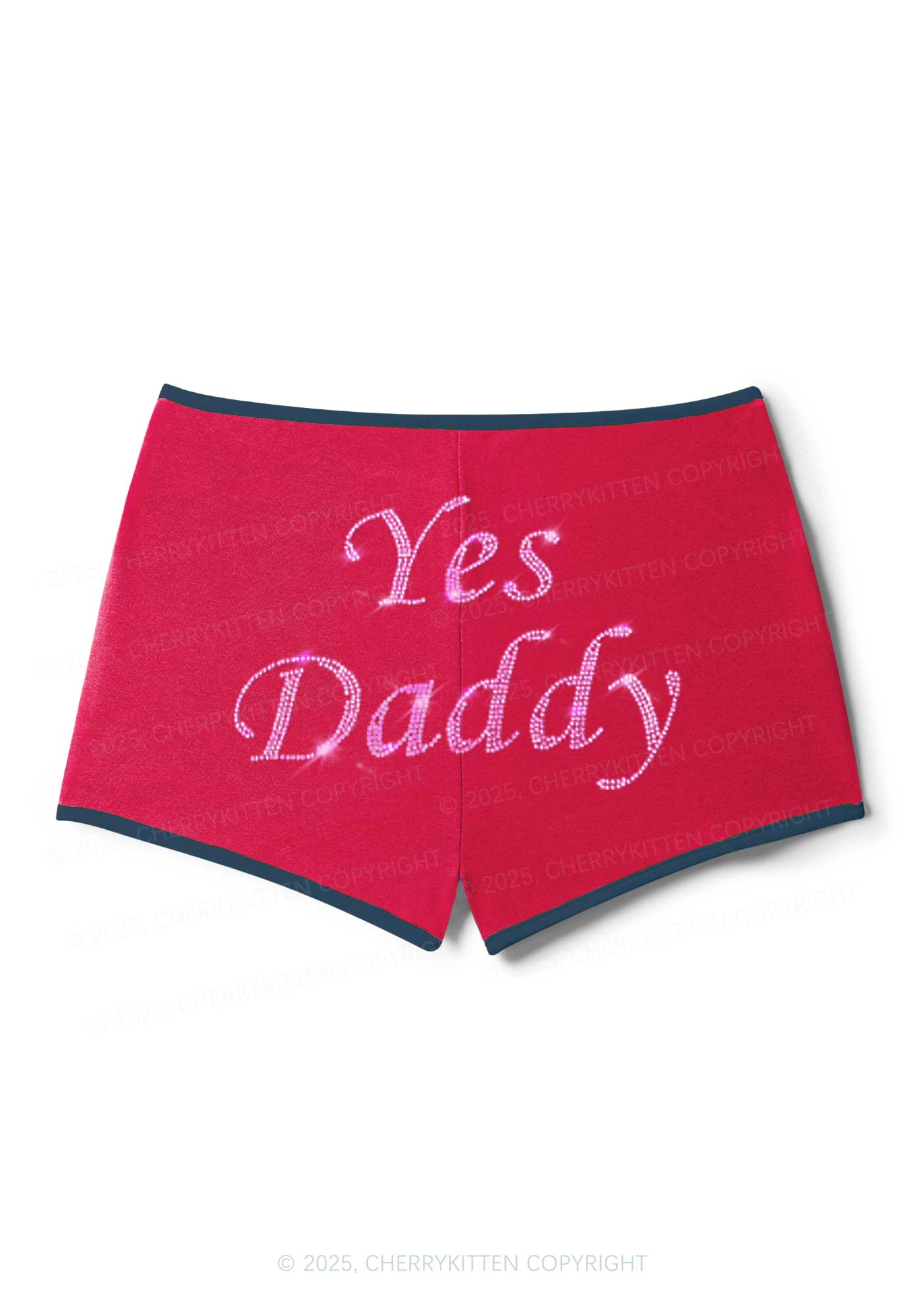 Rhinestone Yes Daddy Y2K Booty Shorts Cherrykitten