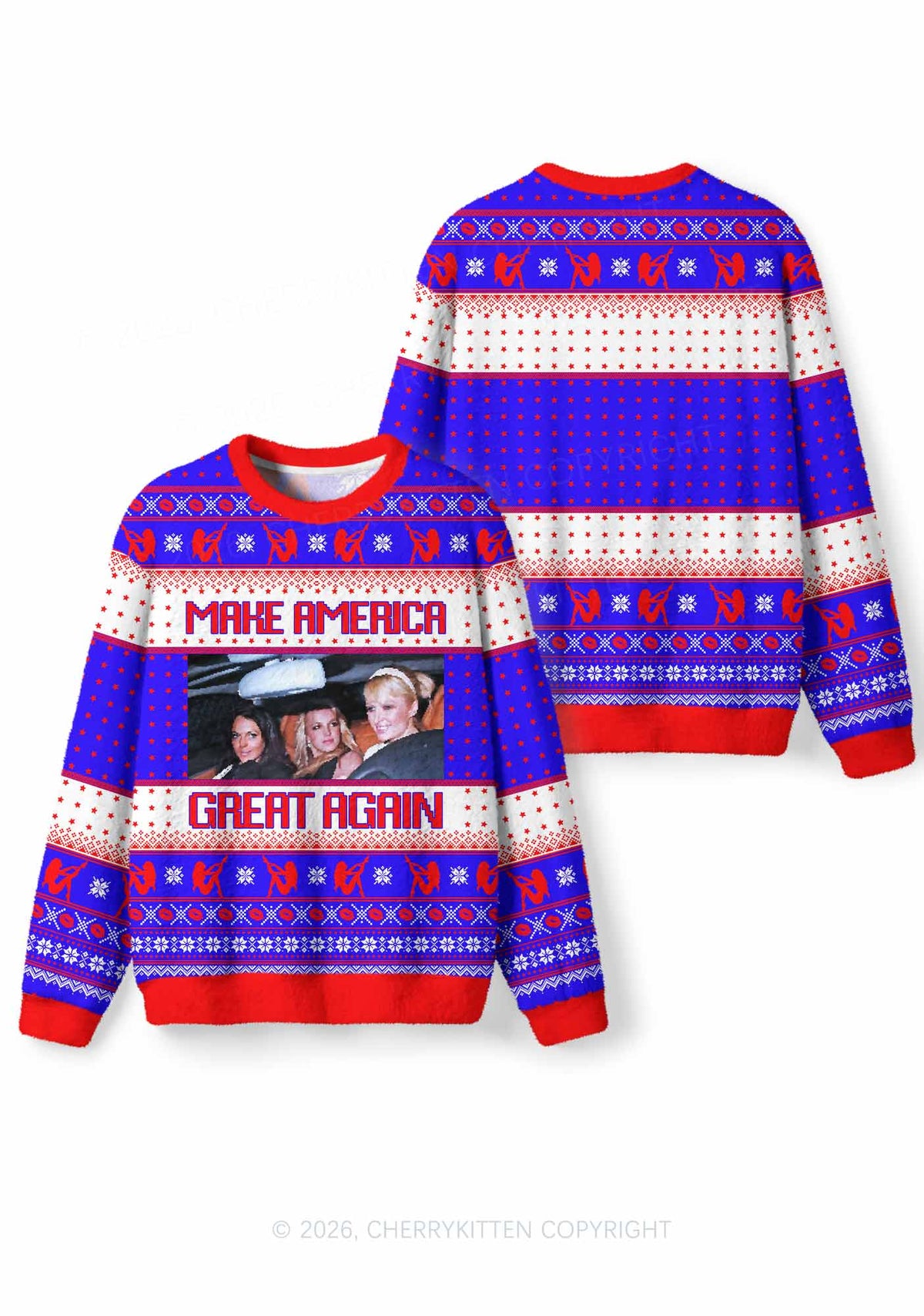 Make America Great Y2K Christmas Knit Sweatshirt Cherrykitten