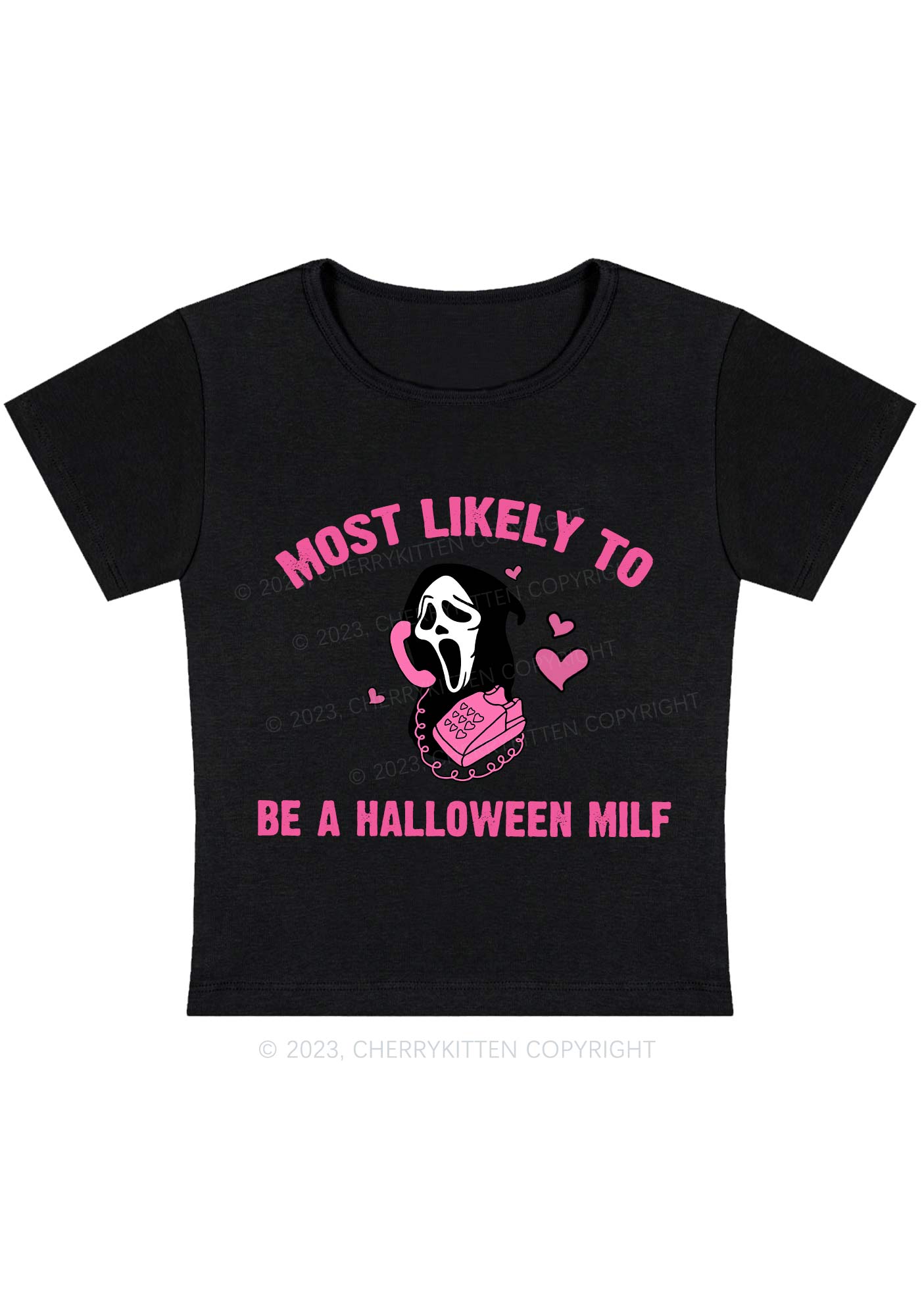 Most Likely 12 Pink Designs Halloween Baby Tee Cherrykitten