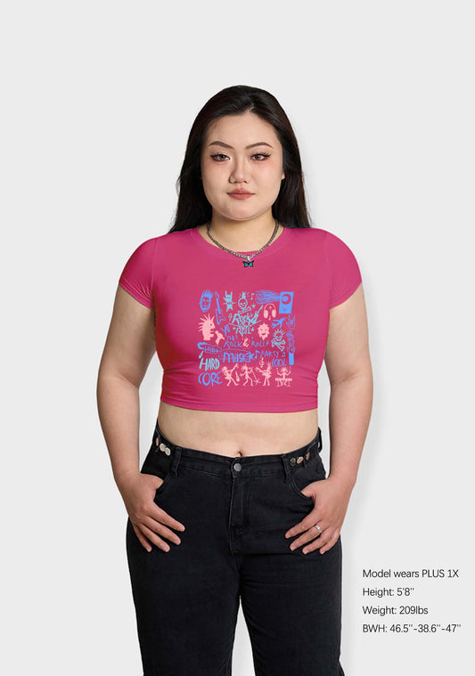 Curvy Rock&Roll Music Party Baby Tee