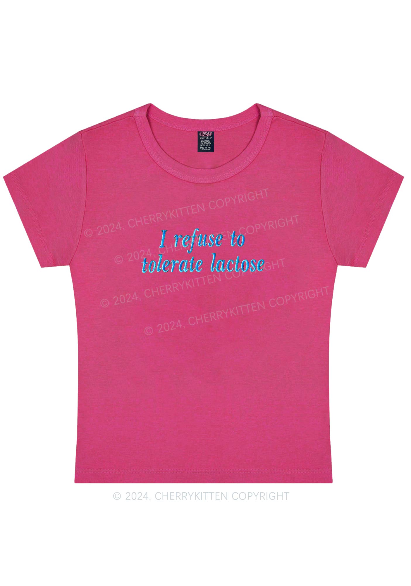 Embroidered Refuse To Tolerate Lactose Y2K Baby Tee Cherrykitten