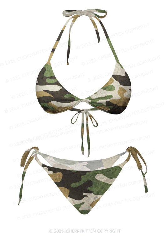 Camouflage Pattern Y2K Print Bikini Set Cherrykitten