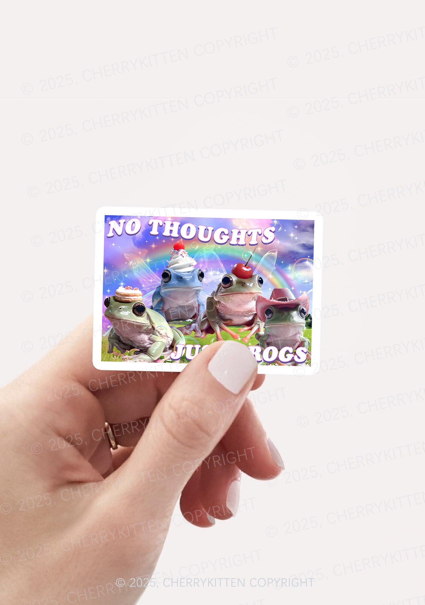 No Thoughts Just Frogs 1Pc Y2K Sticker Cherrykitten