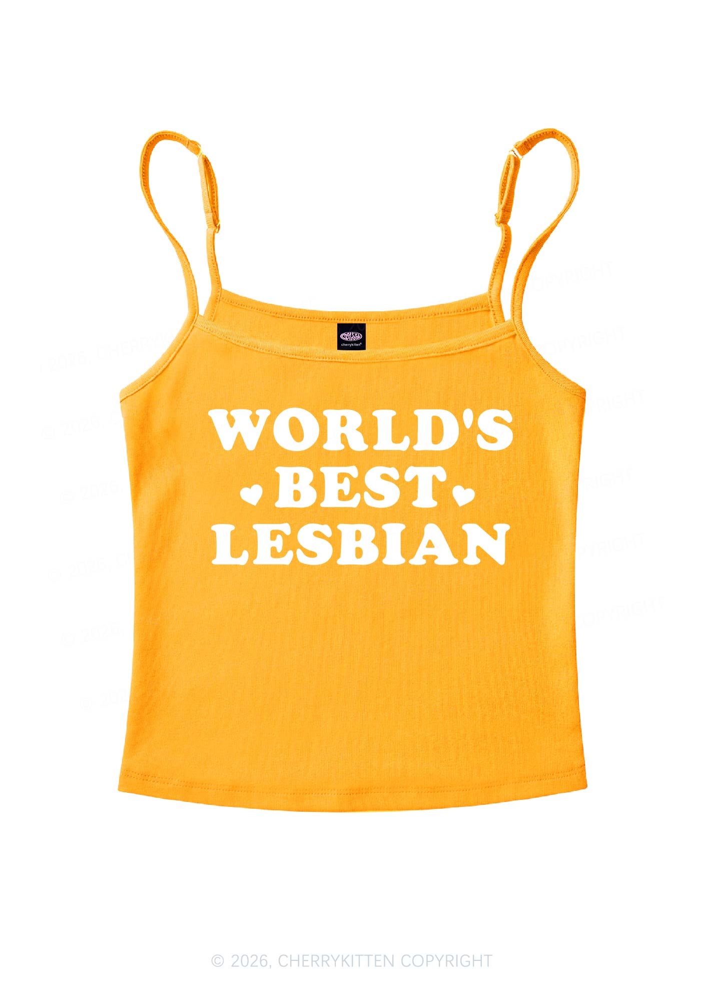 Worlds Best Lesbian Pride Y2K Spaghetti Strap Cami Cherrykitten