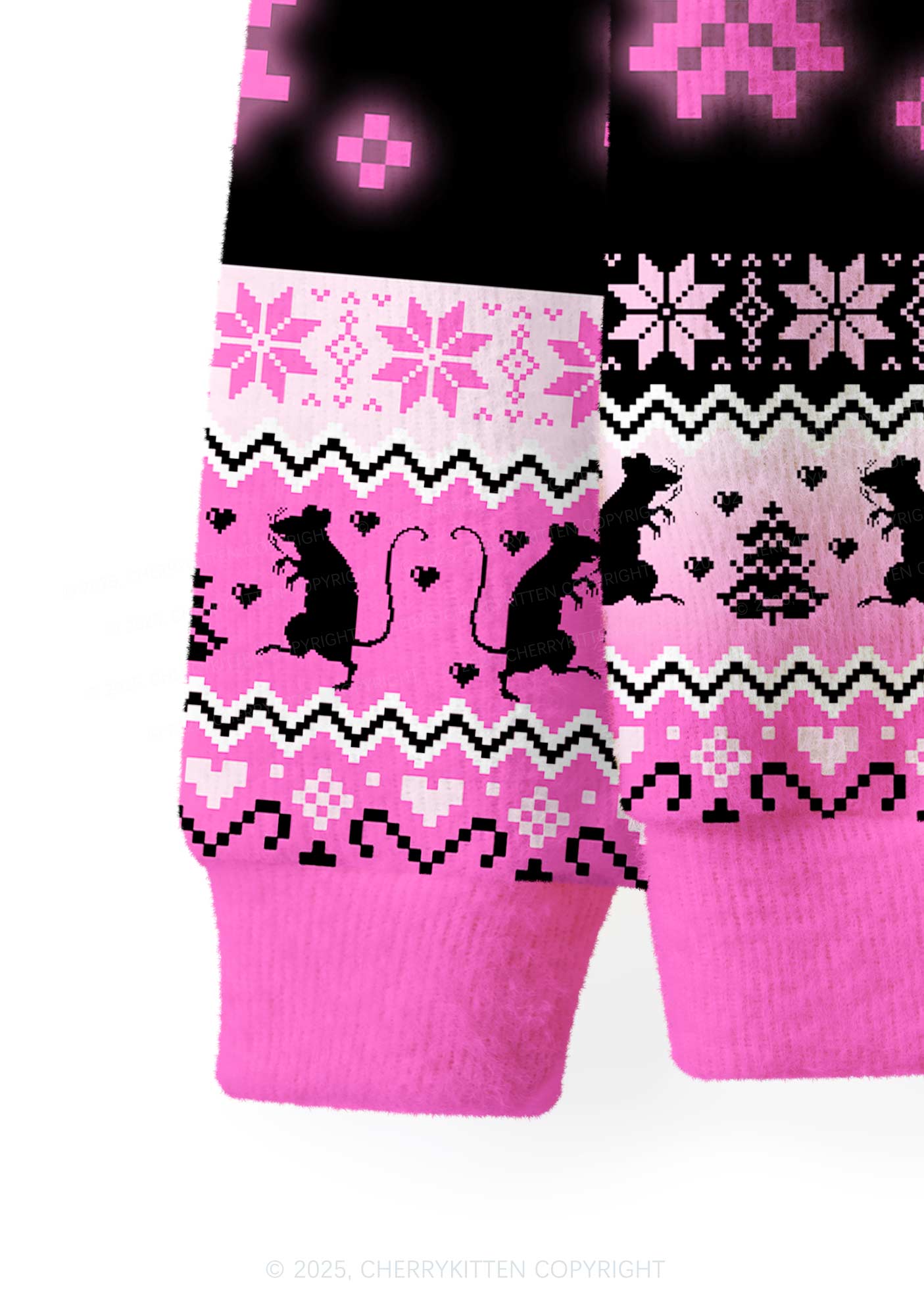 Hot Pink Ratz Y2K Christmas Cardigan Knit Sweatshirt Cherrykitten