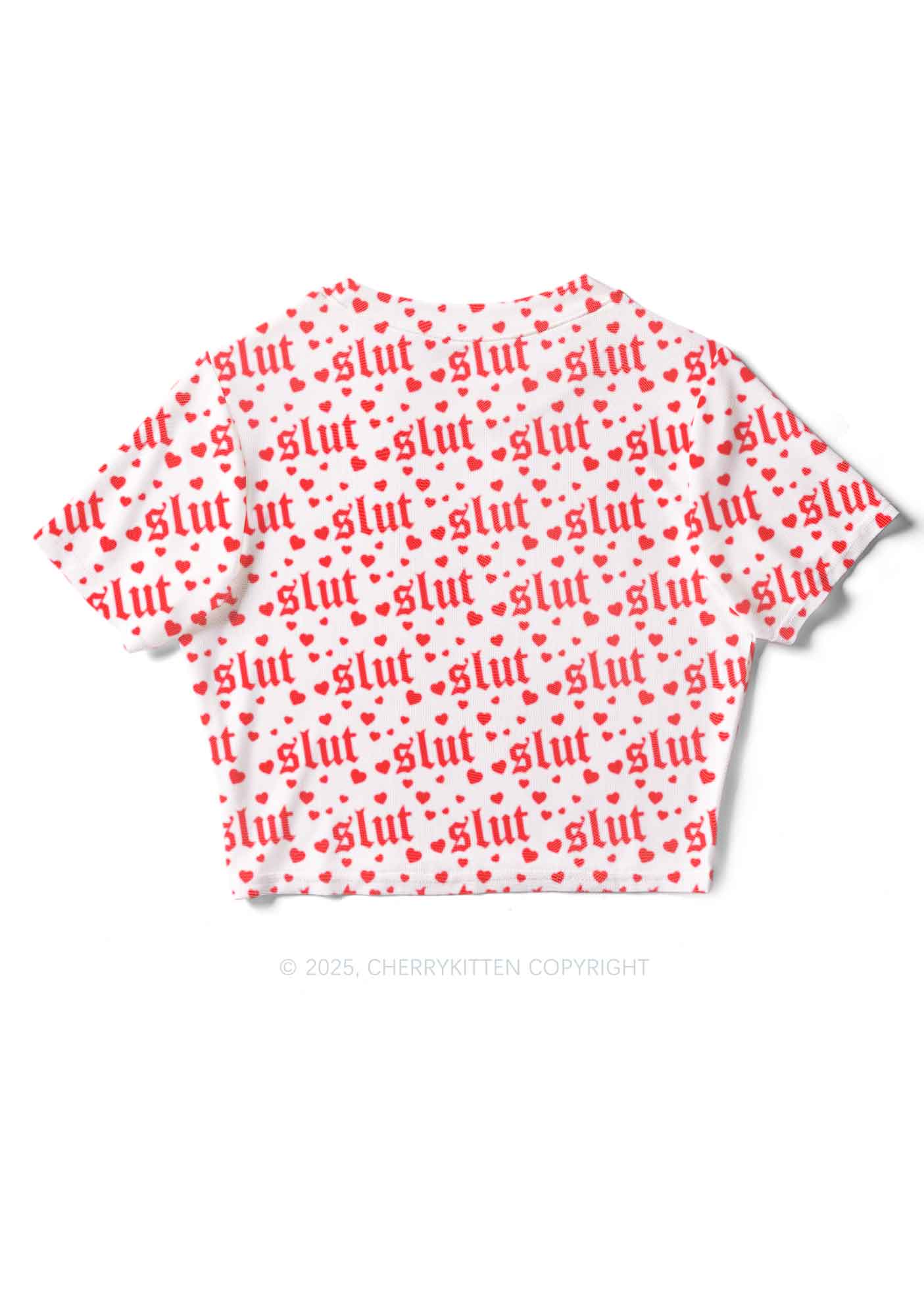 Slxt Red Heart Y2K Mesh Crop Top Cherrykitten