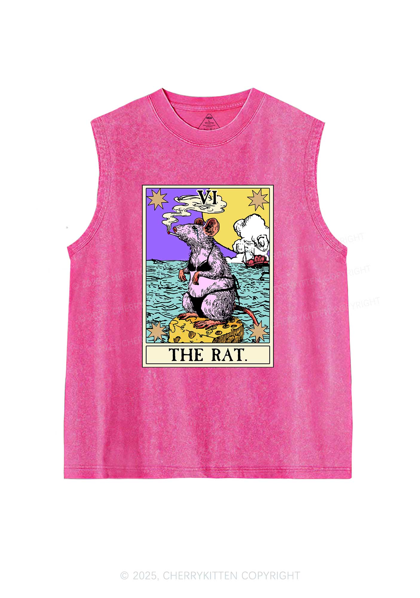 The Rat Smoking Y2K Washed Muscle Tank Cherrykitten
