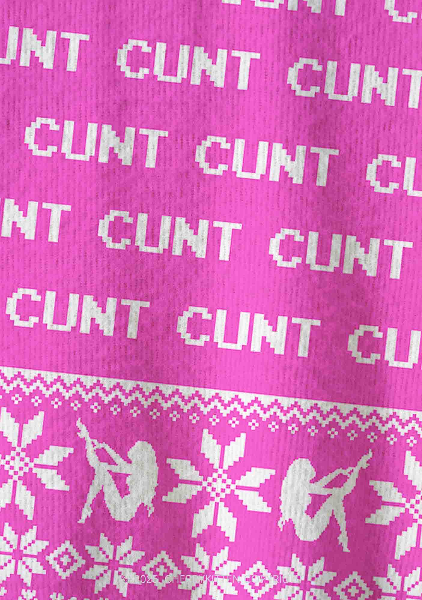 Pink Cxxt Y2K Christmas Cardigan Knit Sweatshirt Cherrykitten