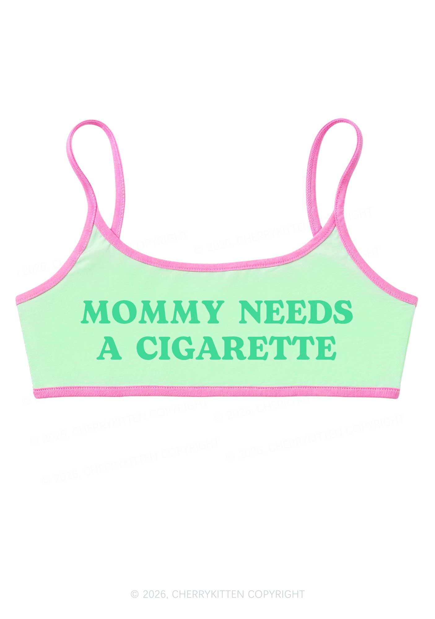 Mommy Needs A Cigarette Y2K Super Crop Cami Cherrykitten