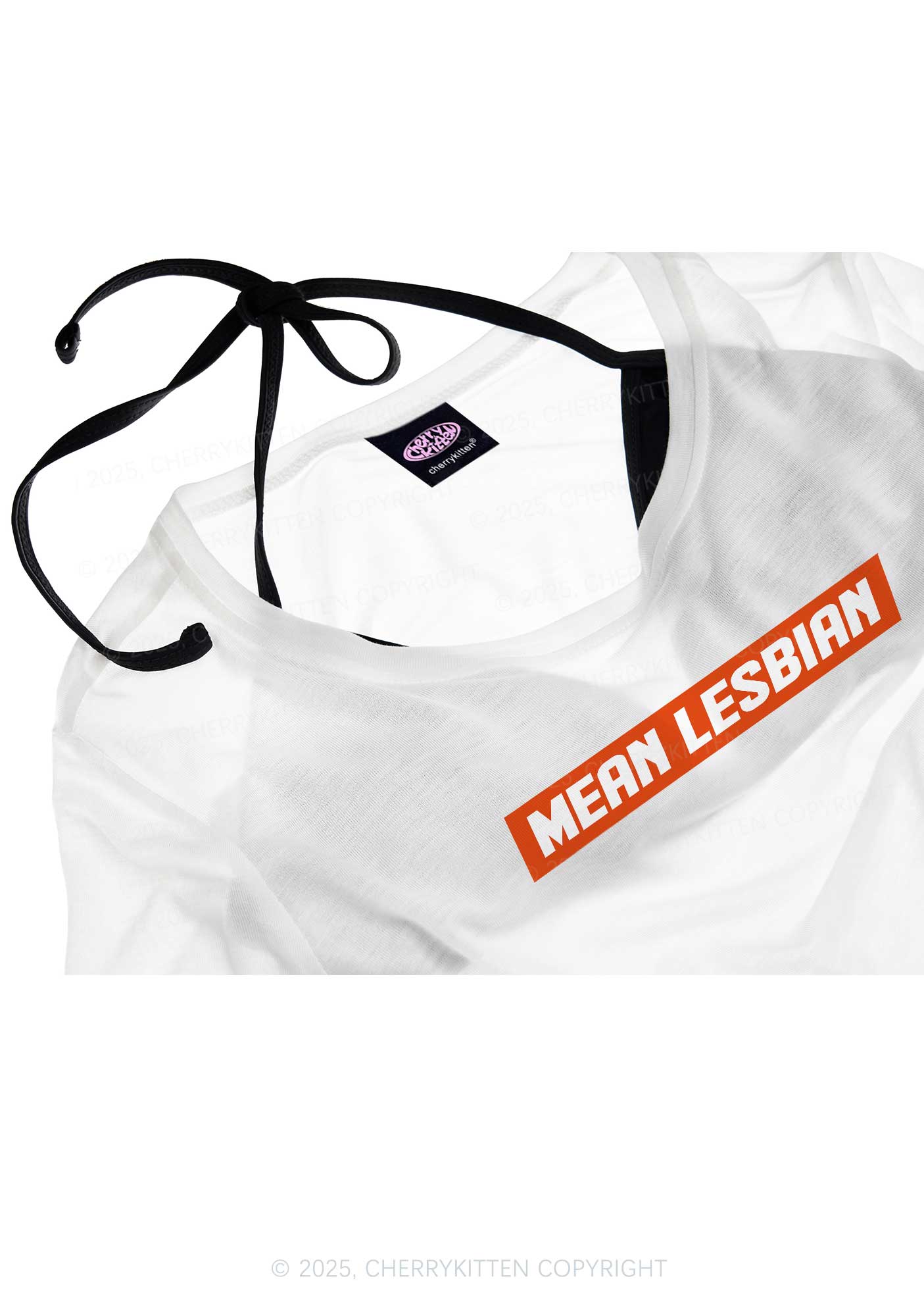 Mean Lesbian Pride Y2K Sheer Boyfriend Tee Cherrykitten